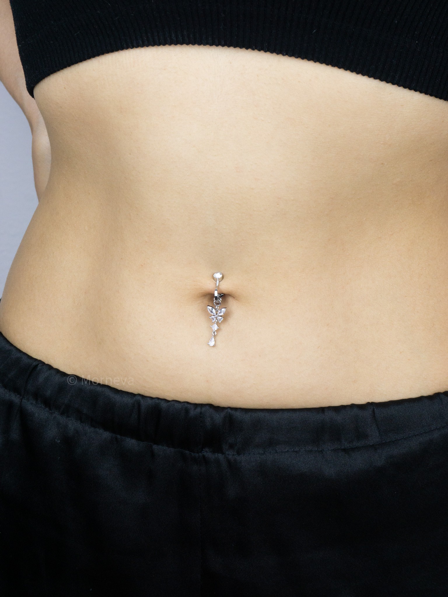 Deliksiz Kelebek Sallantı Sıkıştırma Klipsli Sahte Göbek Fake Belly Piercingi