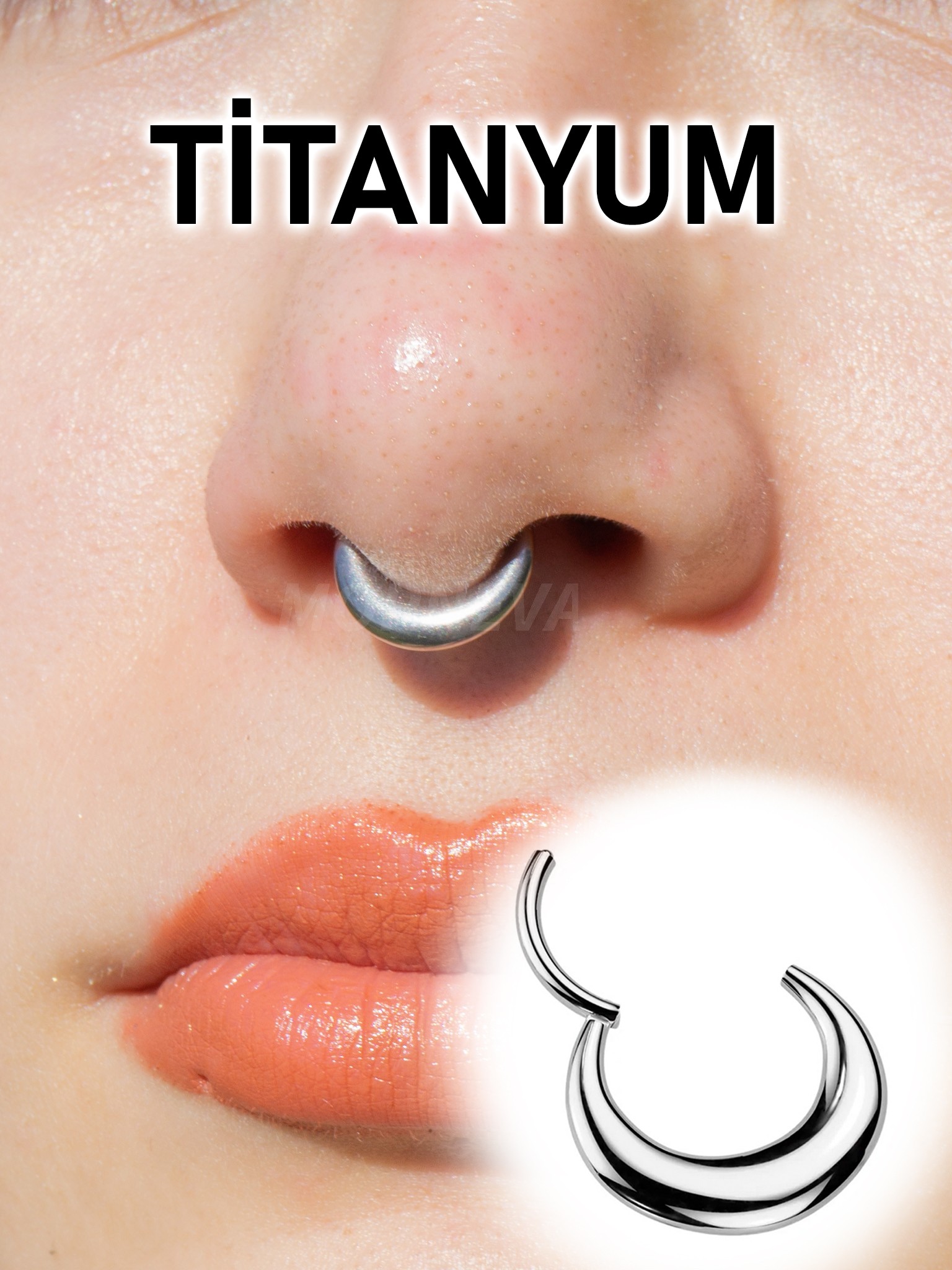 Titanyum | Kalın Gibi Gözüken Ama İnce Kilitli Halka Daith Septum Piercingi