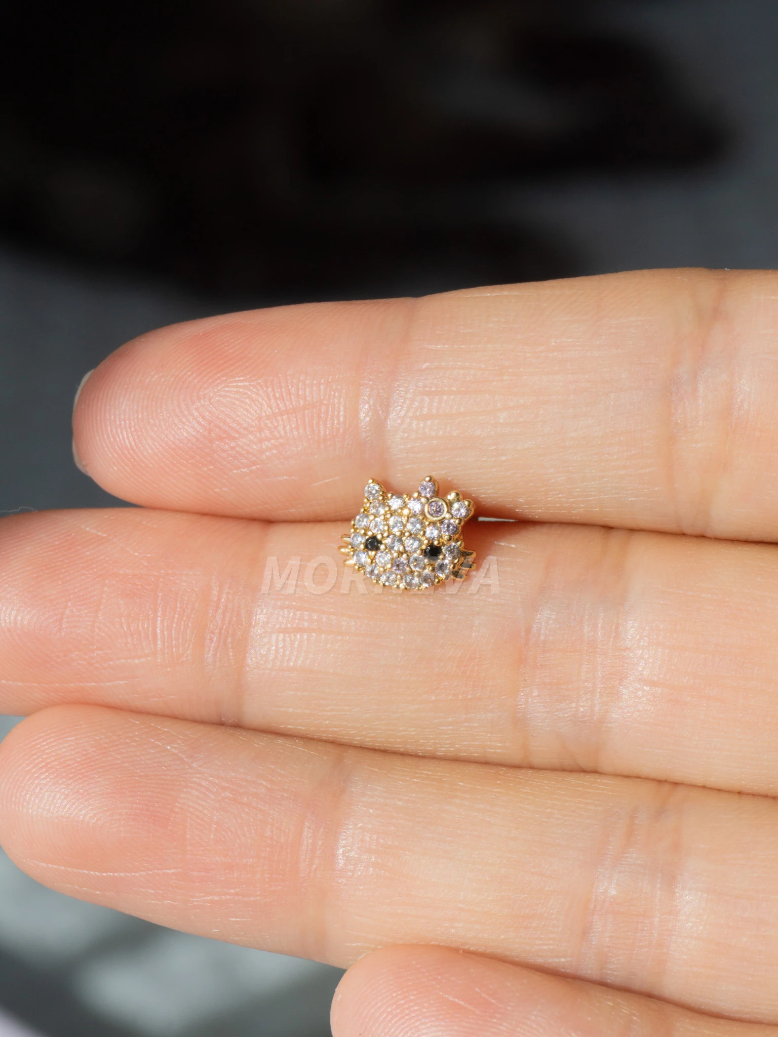 Hello Kitty Kıkırdak Kulak Helix Conch Tragus Piercingi (1 Adet) - Altın