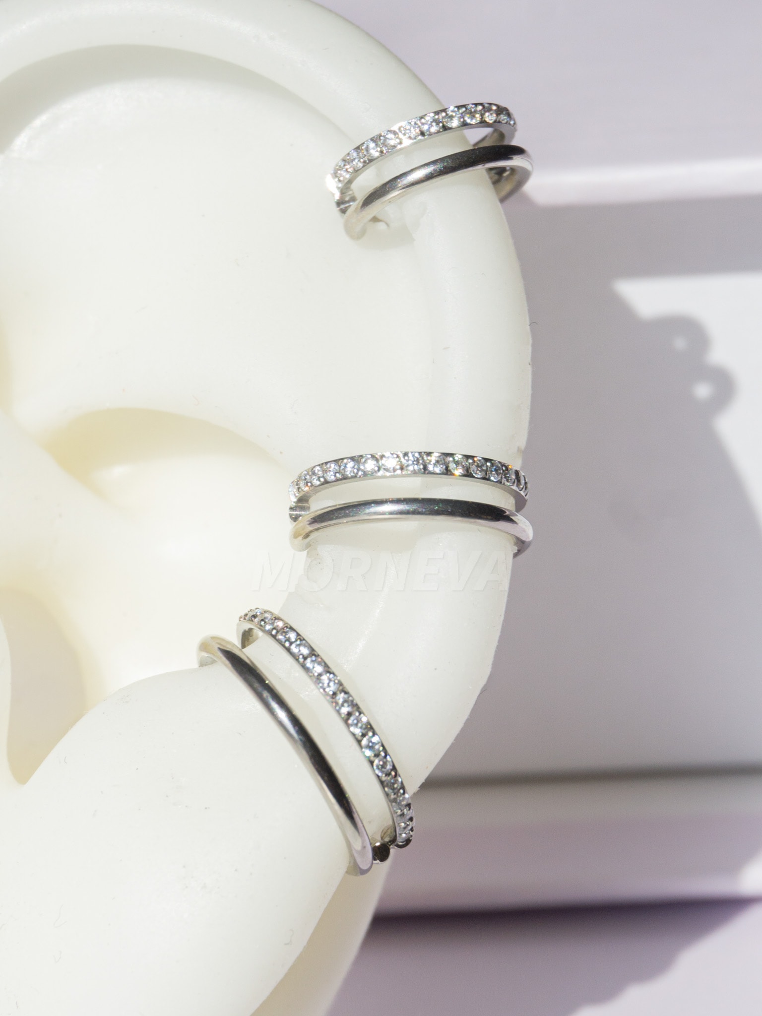 Cerrahi Çelik Tek Delikte İkili Tam Tur Taşlı Ve Taşsız Halka Septum Helix Conch Piercingi (1 Adet)