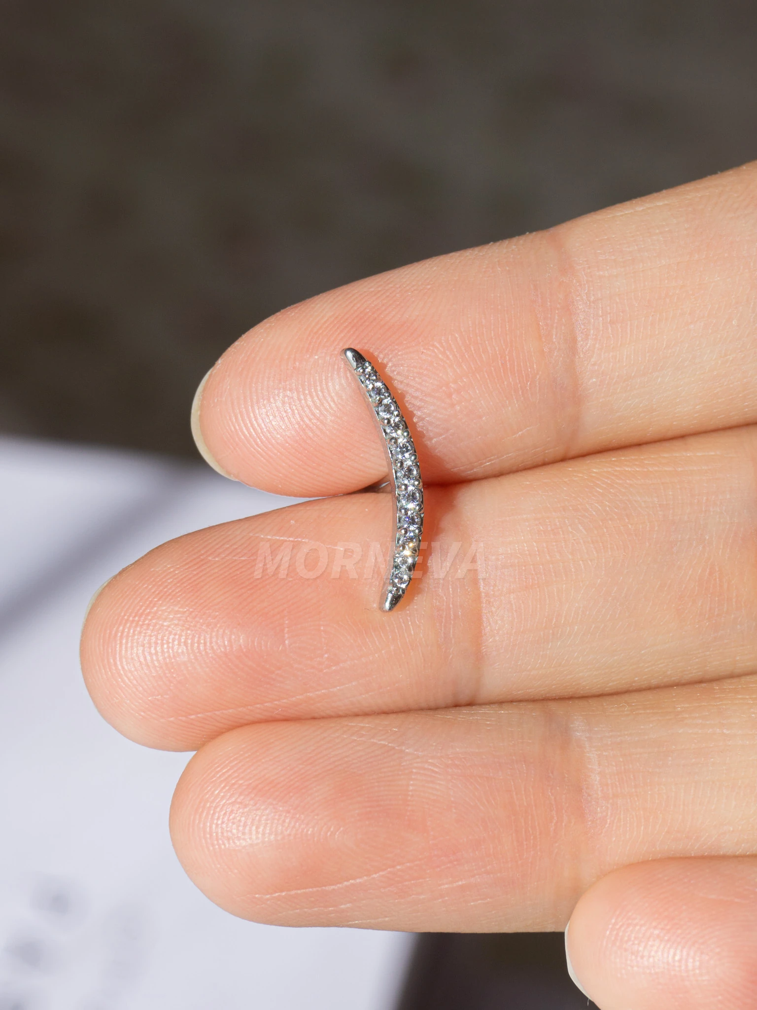 Çelik Uzun Yarım Ay Conch Helix Piercingi (1 Adet) - Gümüş