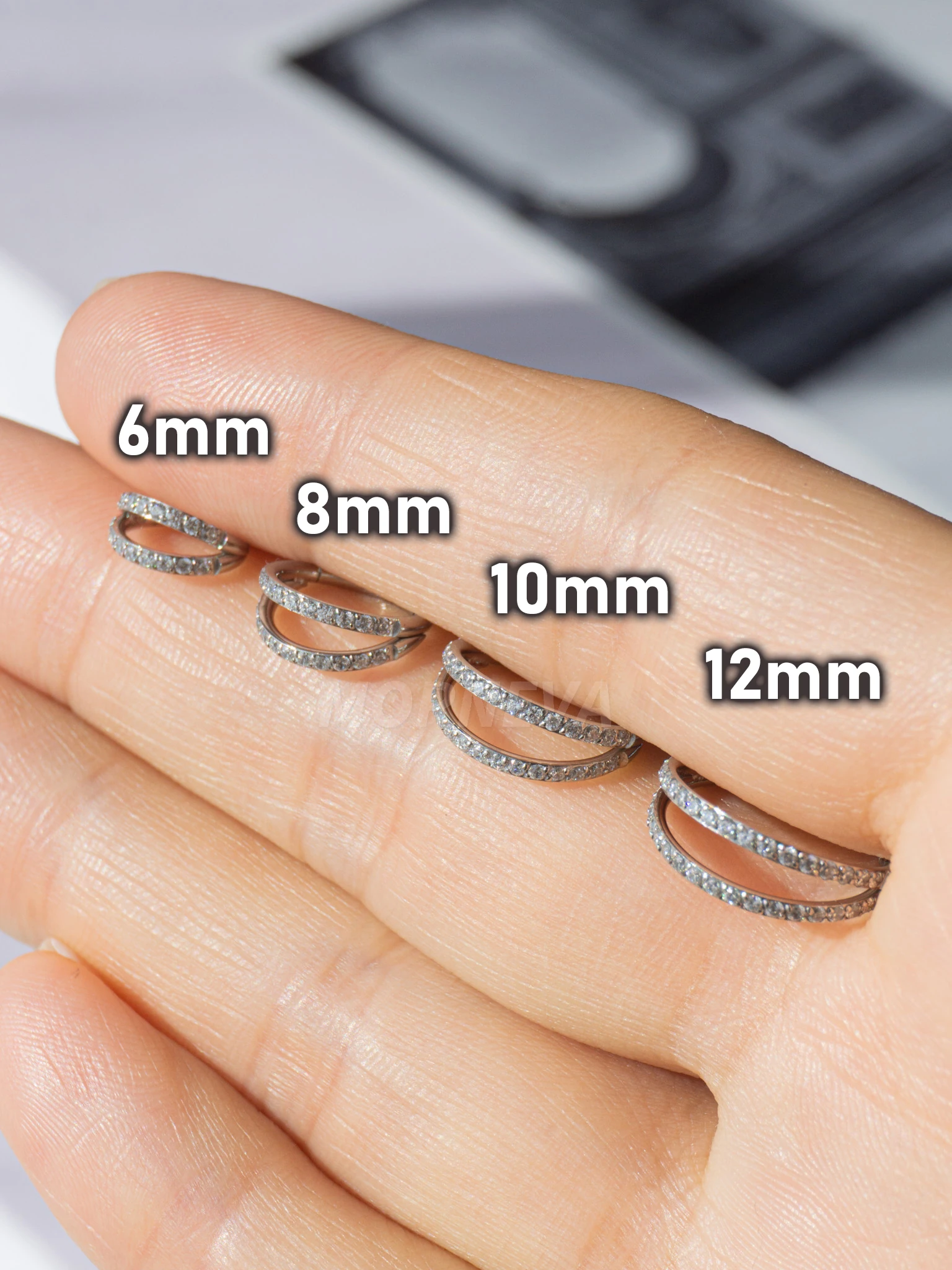 Cerrahi Çelik Tek Delikte İkili Görünüm Tam Tur Taşlı Halka Helix Conch Piercingi (1 Adet)