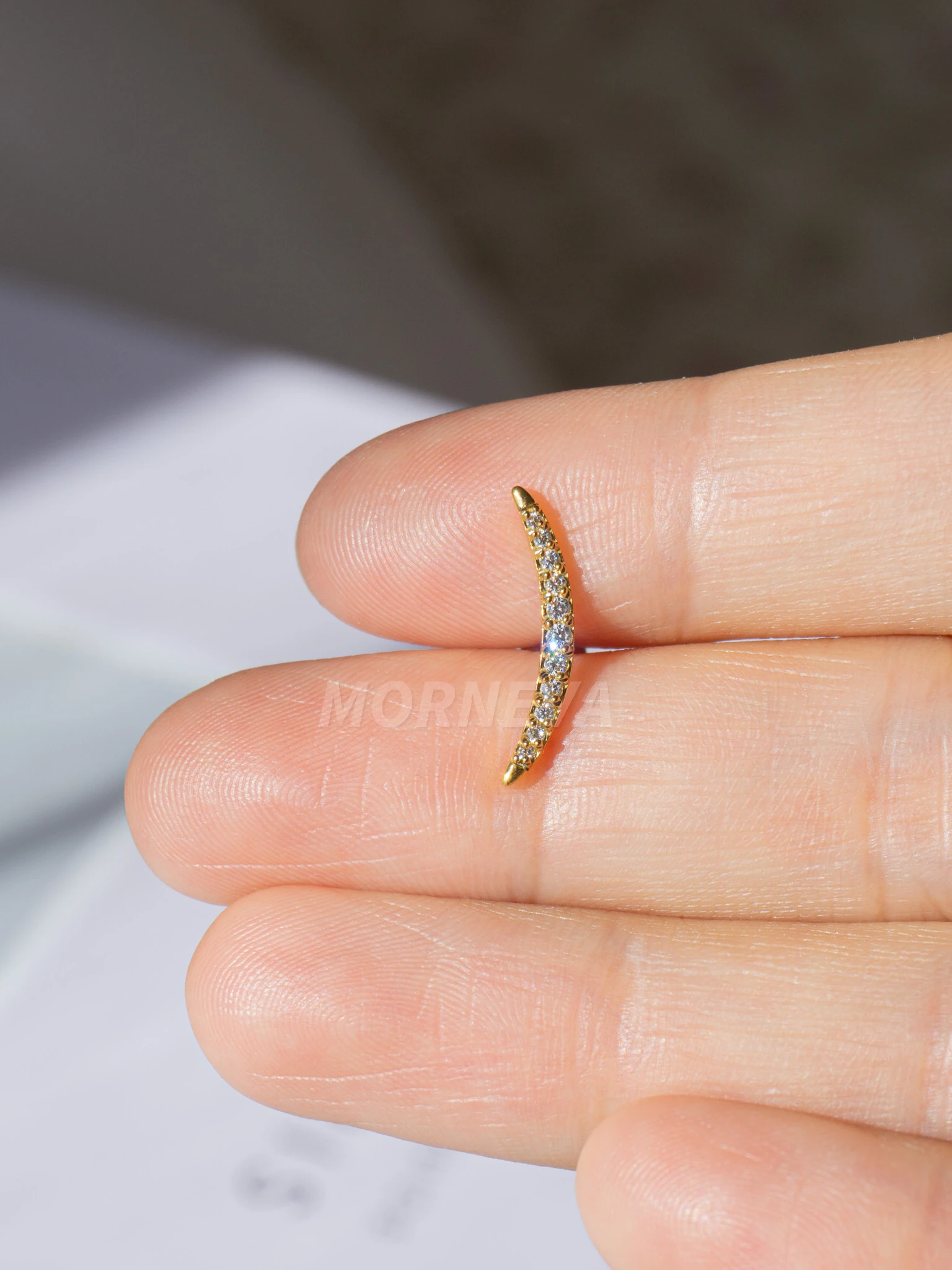 Çelik Uzun Yarım Ay Conch Helix Piercingi (1 Adet) - Altın