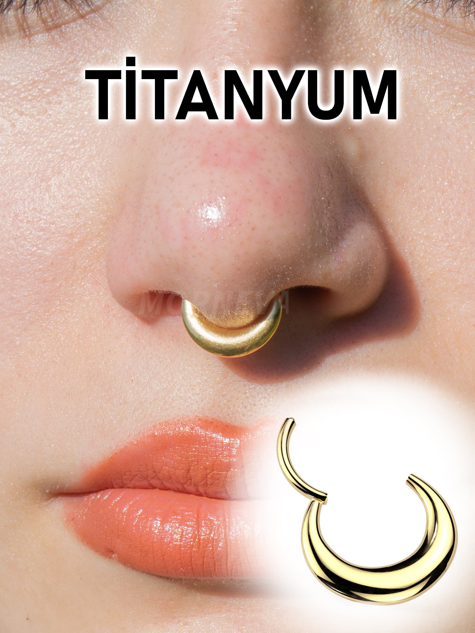 Titanyum | Kalın Gibi Gözüken Ama İnce Kilitli Halka Daith Septum Piercingi