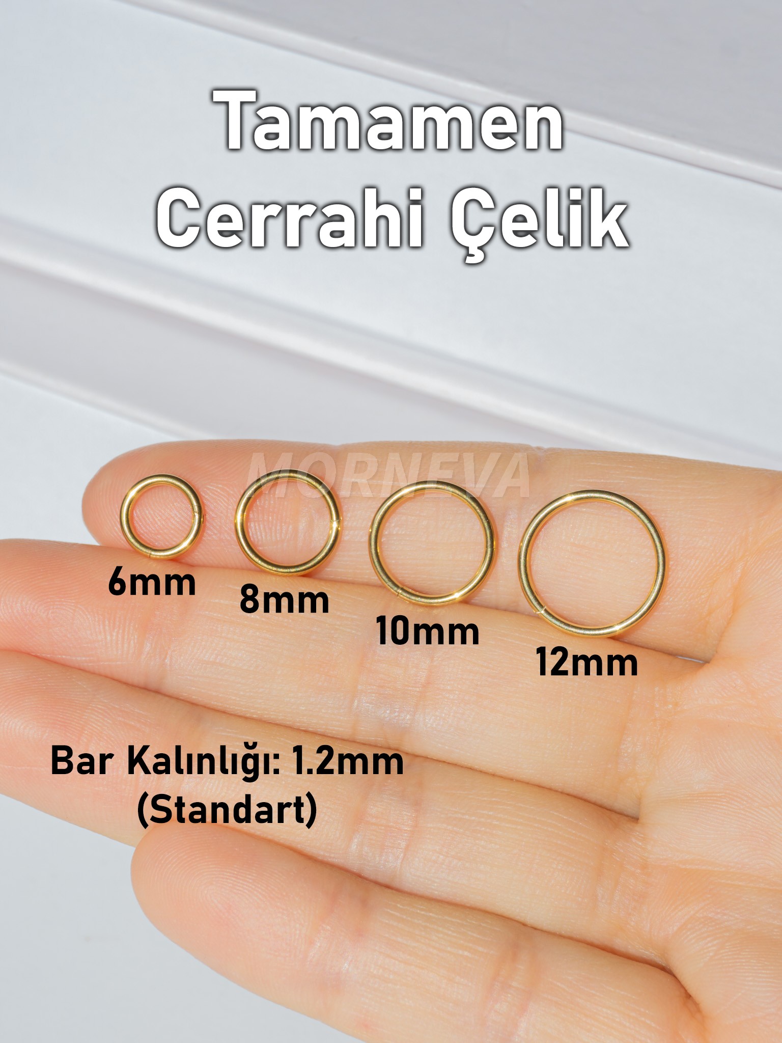 Cerrahi Çelik Klipsli Tam Halka Septum Daith Helix Tragus Smiley Conch Piercingi (1 Adet) - Altın