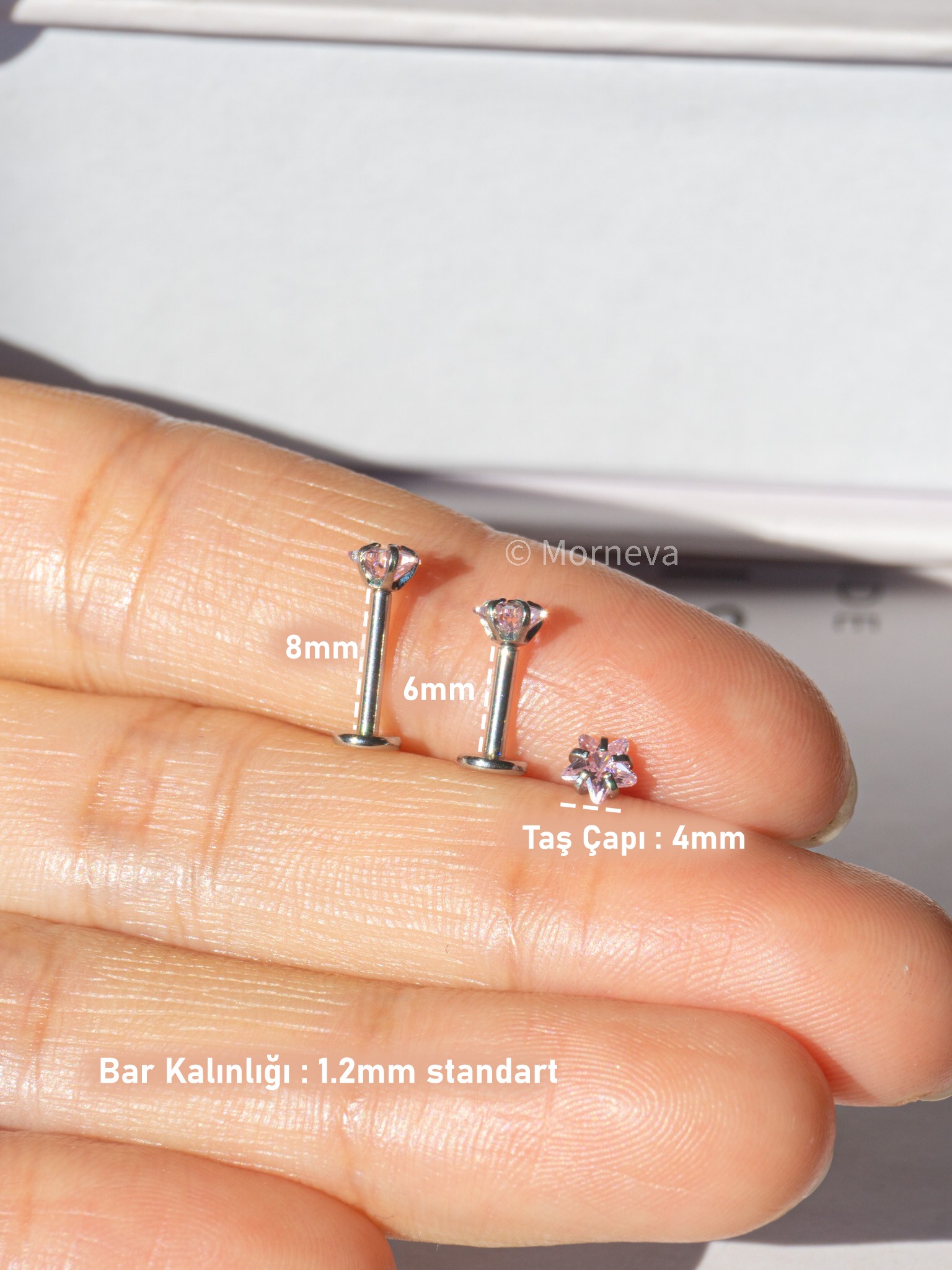 Pembe Cerrahi Çelik Kristal Taş Conch Lobe Helix Kıkırdak Tragus Piercingi (1 Adet)