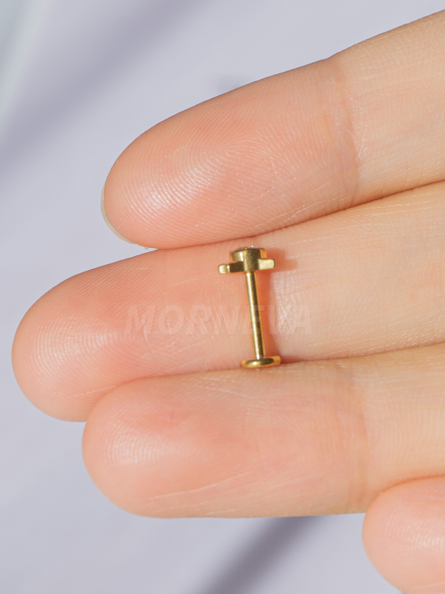 Titanyum Hello Kitty Kedicik Kıkırdak Kulak Conch Helix Tragus Piercingi (1 Adet) - Altın