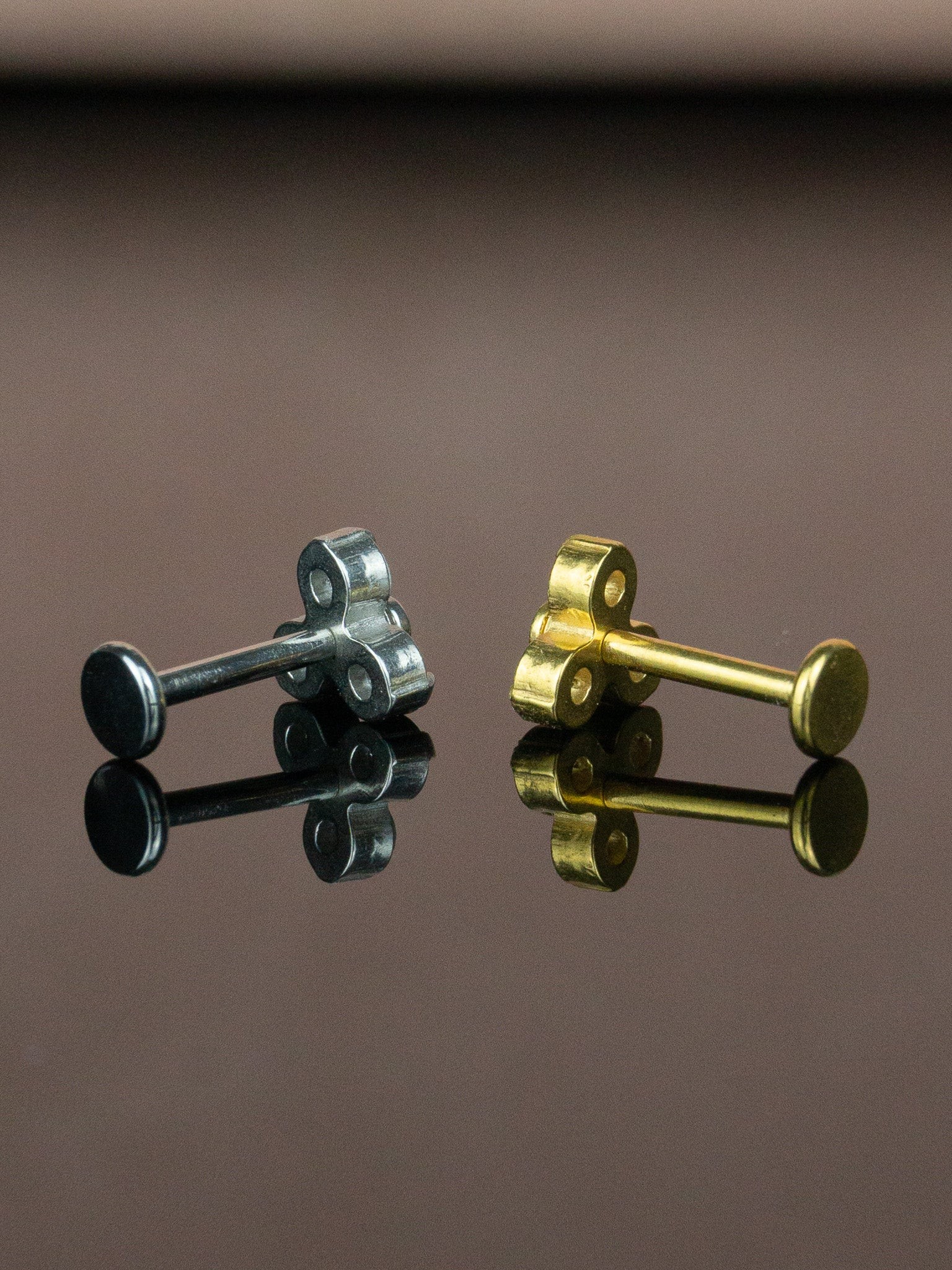 3 Taş Kristal Ortası Nokta Labret Düz Tragus Piercing