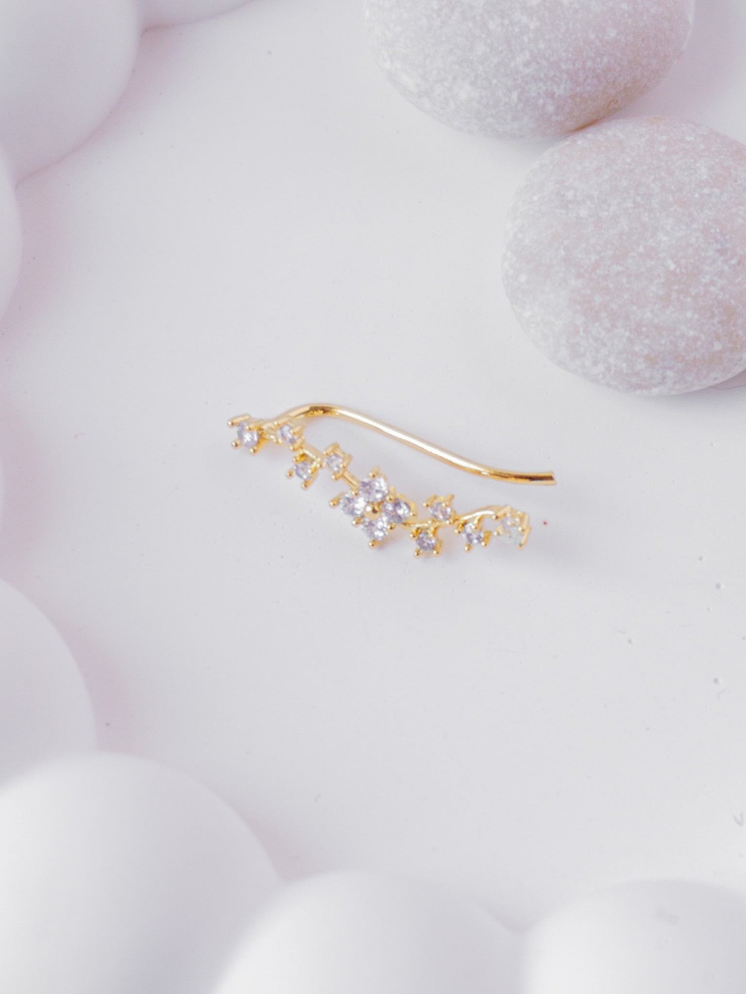 Çiçek Taşlı Çelik Sıkıştırma Piercing