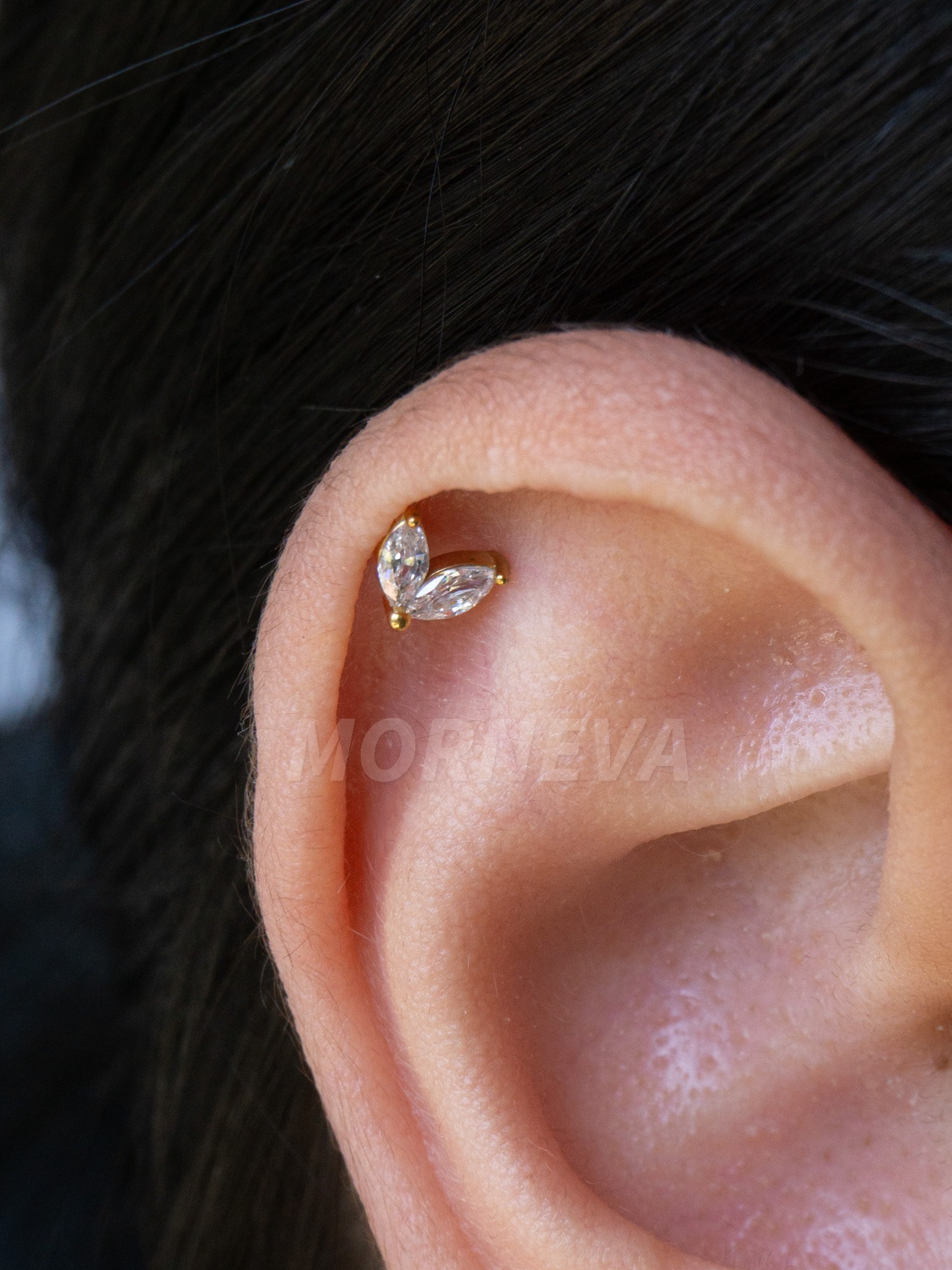 Cerrahi Çelik Badem Taş Kıkırdak Kulak Tragus Helix Conch Piercingi (1 Adet) - Altın