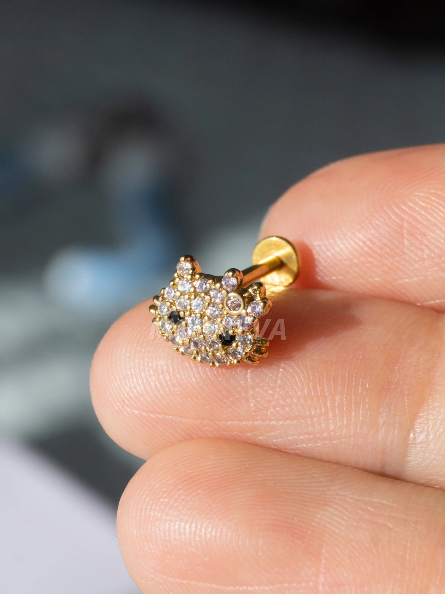 Hello Kitty Kıkırdak Kulak Helix Conch Tragus Piercingi (1 Adet) - Altın