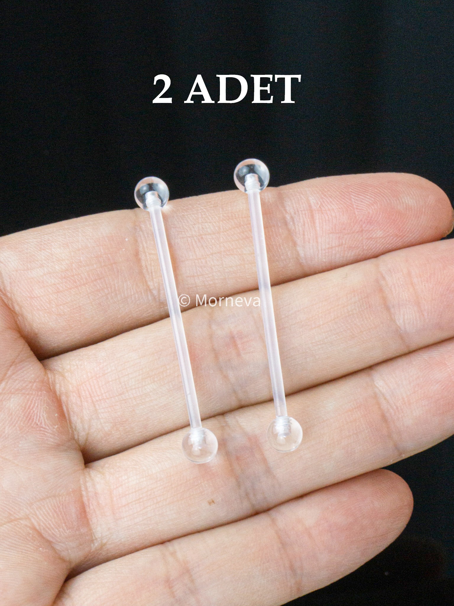 Şeffaf Bioplastik Antialerjik Köprü Industrial Kulak Piercingi 38mm ( 2 Adet )