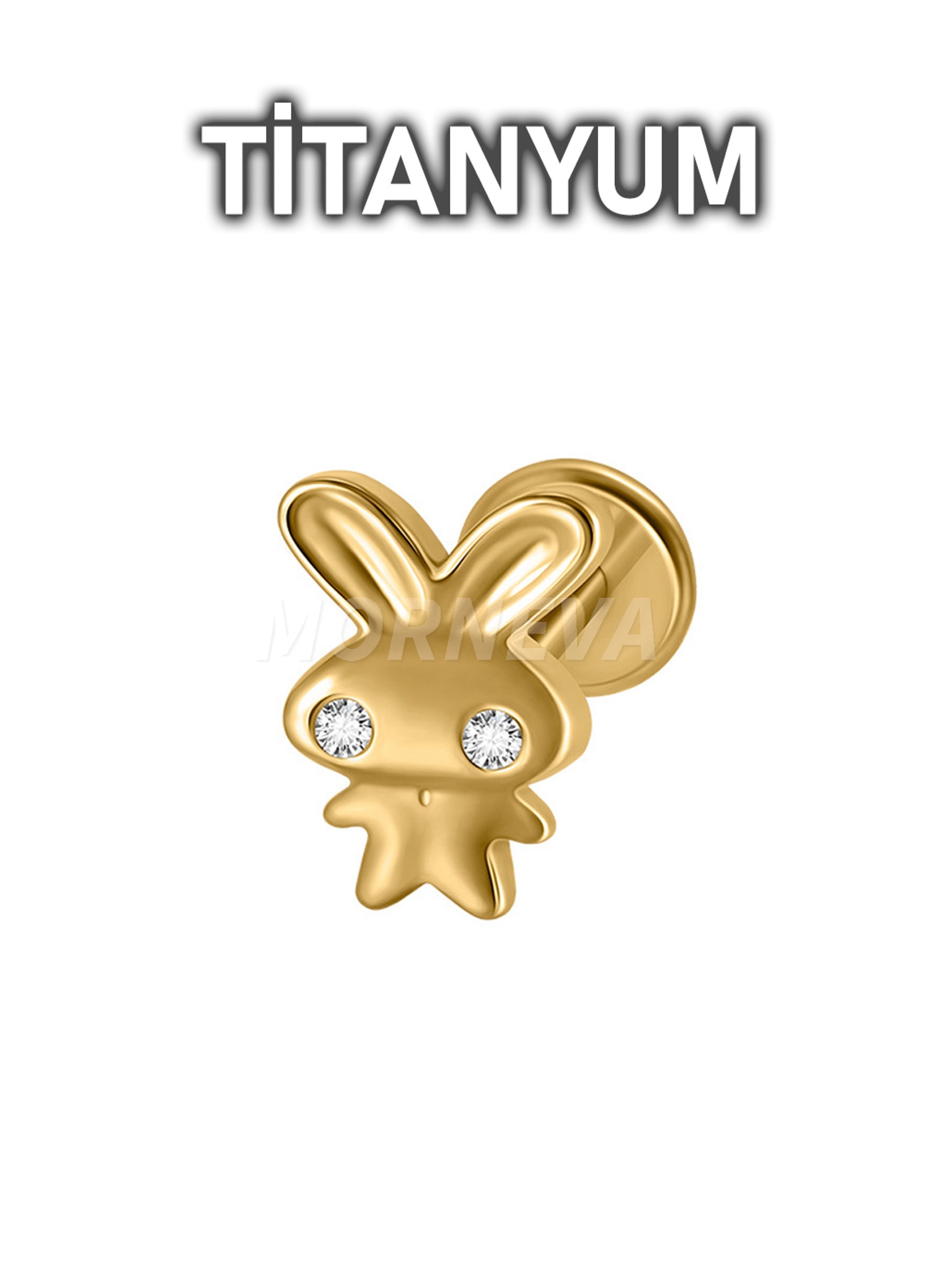 Titanyum Tavşan Kıkırdak Kulak Helix Conch Tragus Piercingi (1 Adet) - Altın