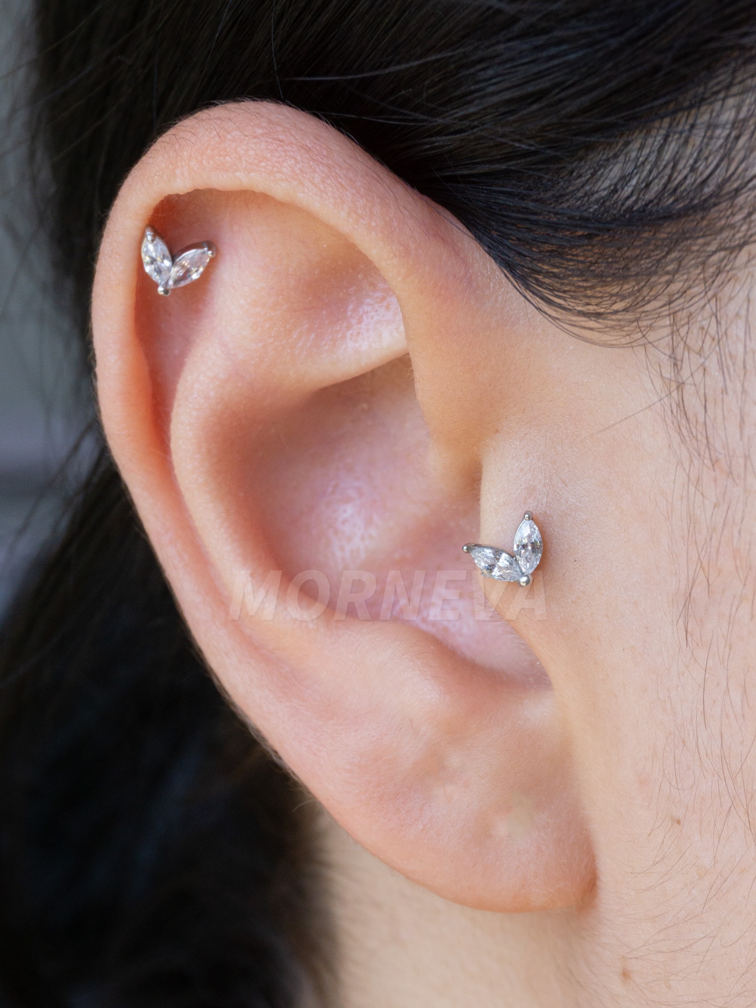Cerrahi Çelik Badem Taş Kıkırdak Kulak Tragus Helix Conch Piercingi (1 Adet) - Gümüş