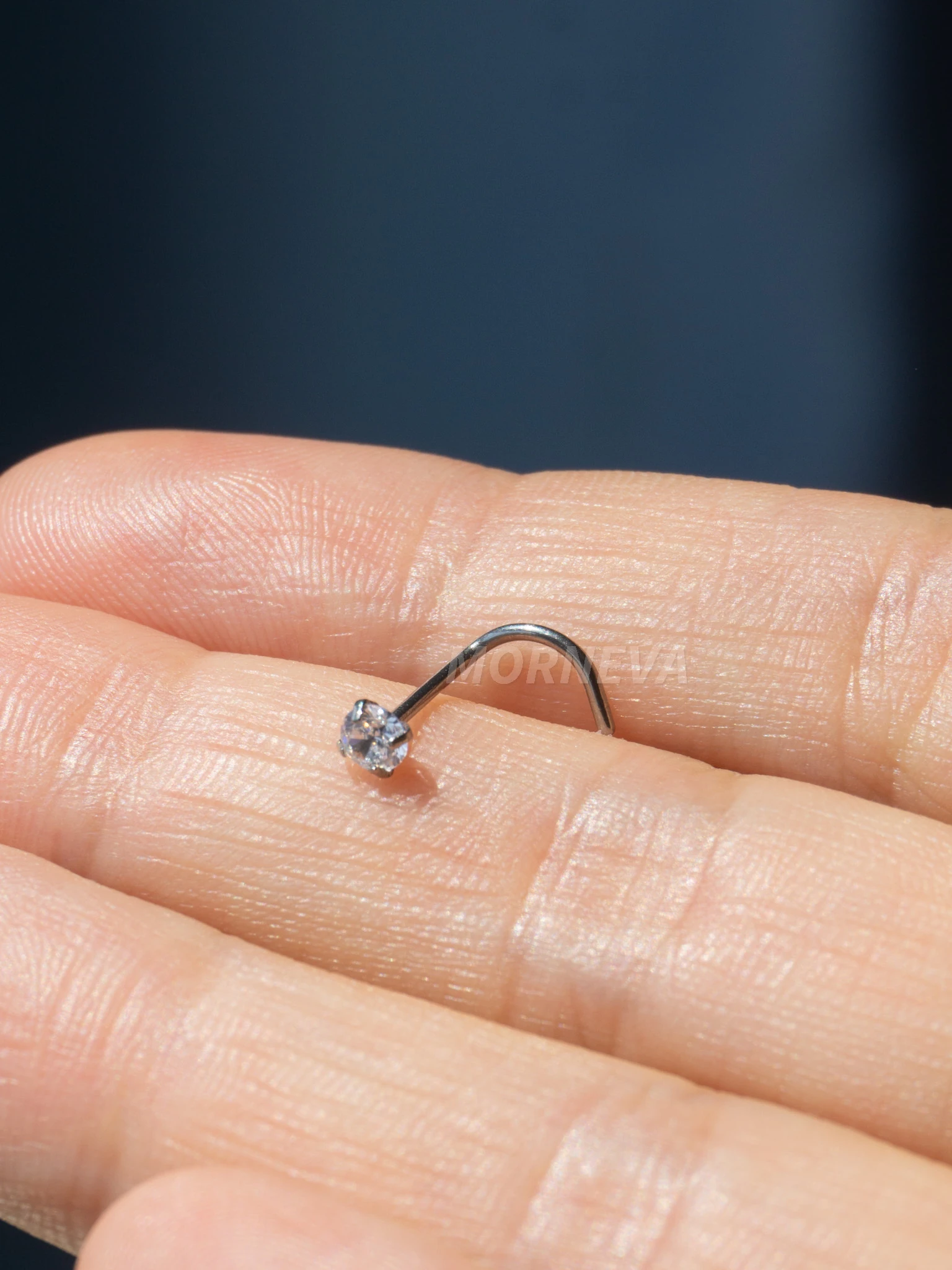 Titanyum | Kalp,Yıldız,Daire Taşlı Spiral Kancalı Burun Piercingi Hızma Set - Daire