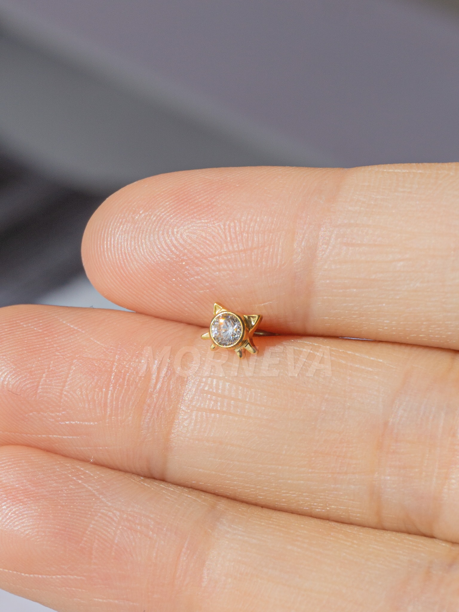 Titanyum Hello Kitty Kedicik Kıkırdak Kulak Conch Helix Tragus Piercingi (1 Adet) - Altın
