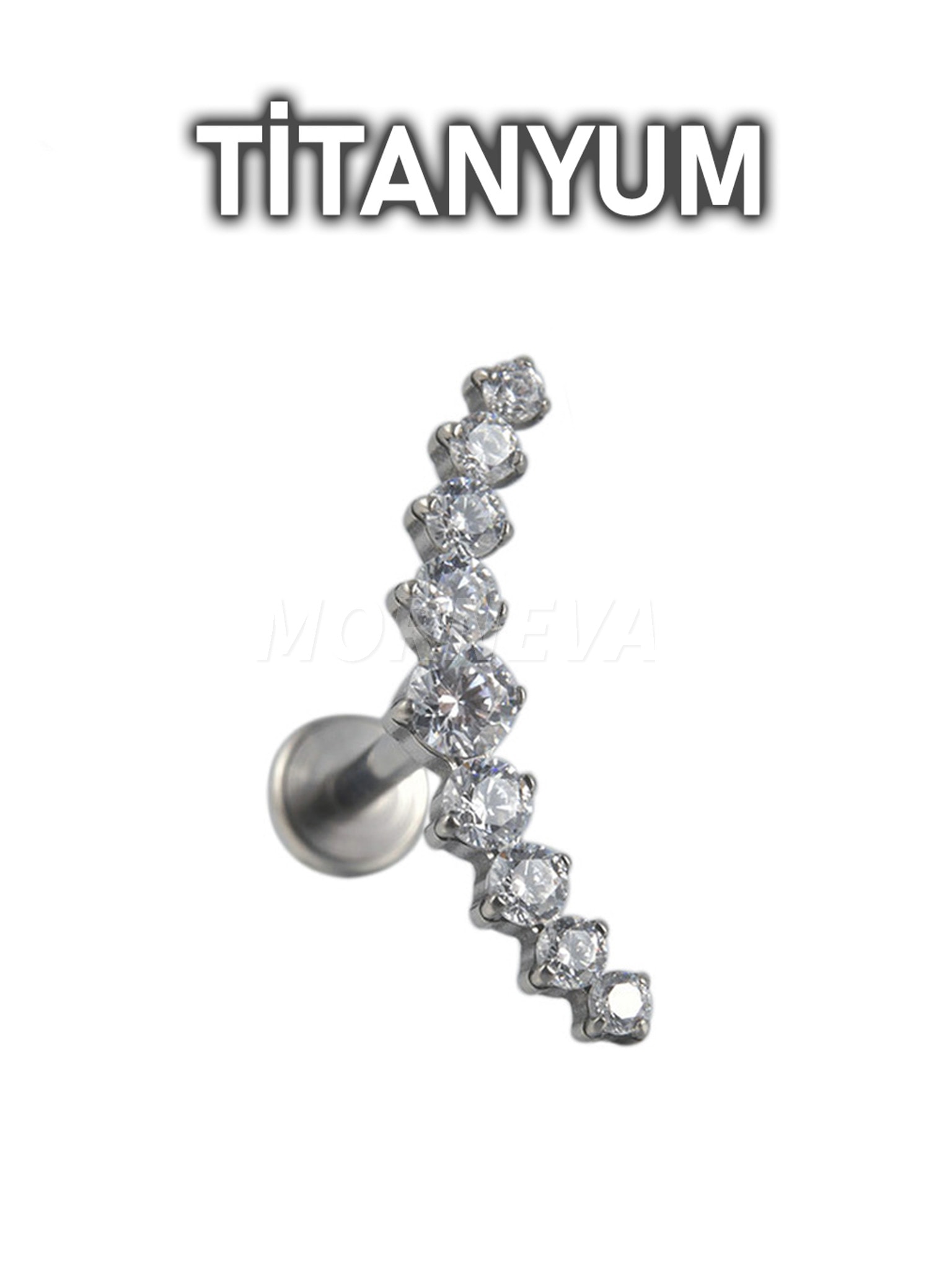 Titanyum Çoklu Daire Taşlı Kıkırdak Kulak Helix Conch Piercingi (1 Adet) - Gümüş