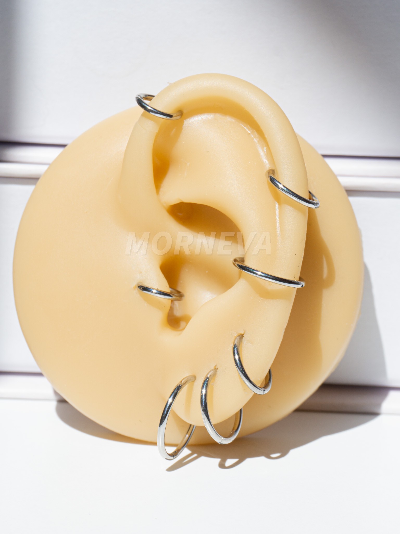 Cerrahi Çelik Klipsli Tam Halka Septum Daith Helix Tragus Smiley Conch Piercingi (1 Adet) - Gümüş