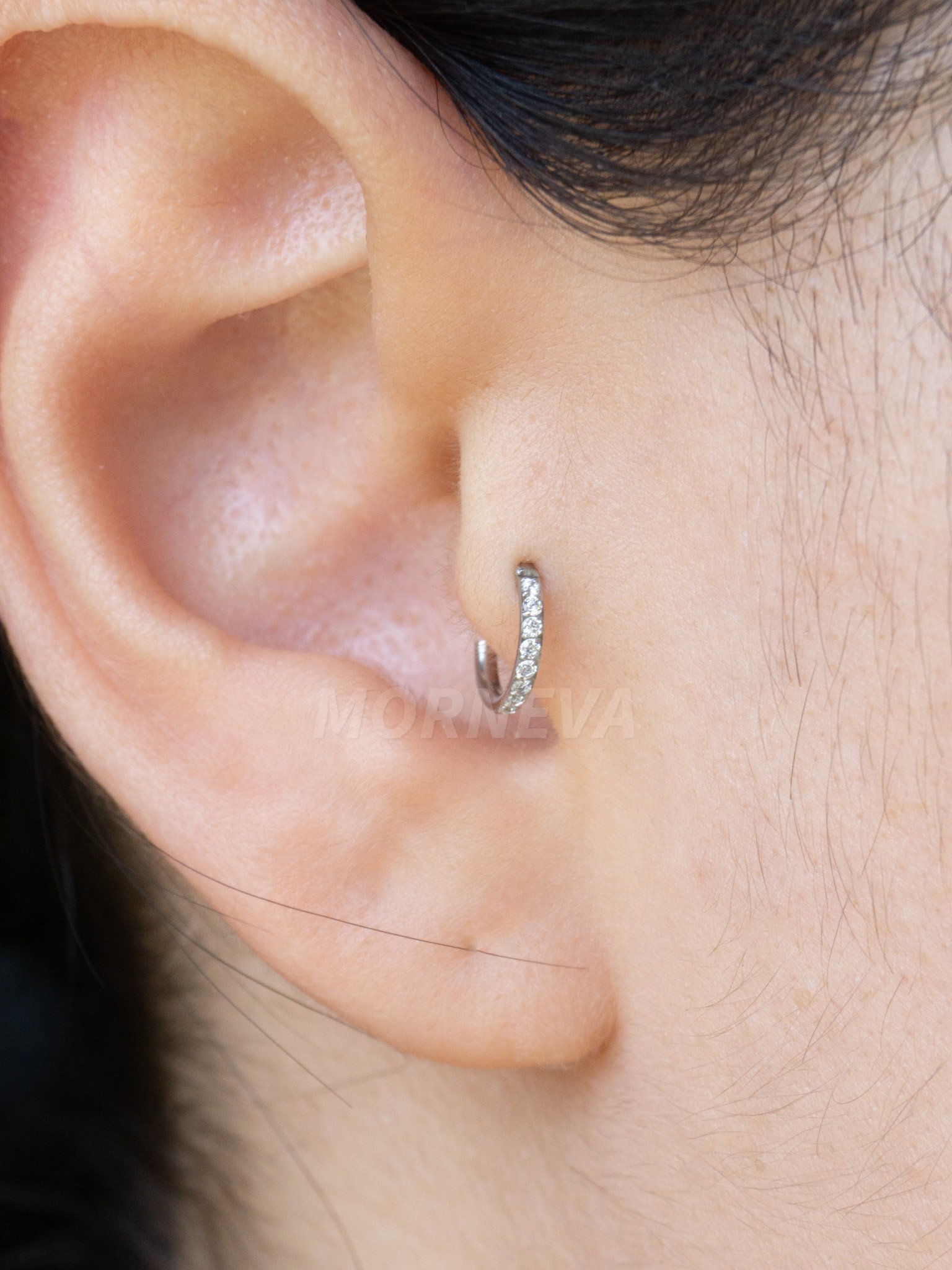 Cerrahi Çelik Tam Tur Taşlı Halka Forward Helix Rook Tragus Piercingi 6mm (1 Adet)