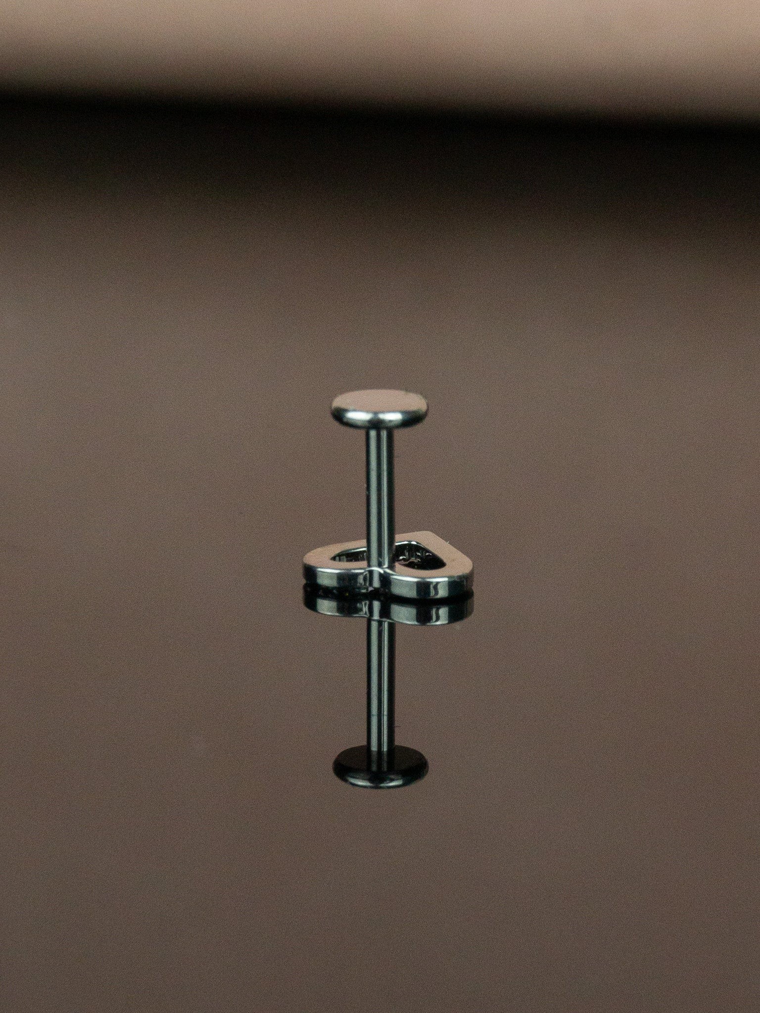 Titanyum Yarısı Taşlı Kalp Düz Labret Tragus Piercing