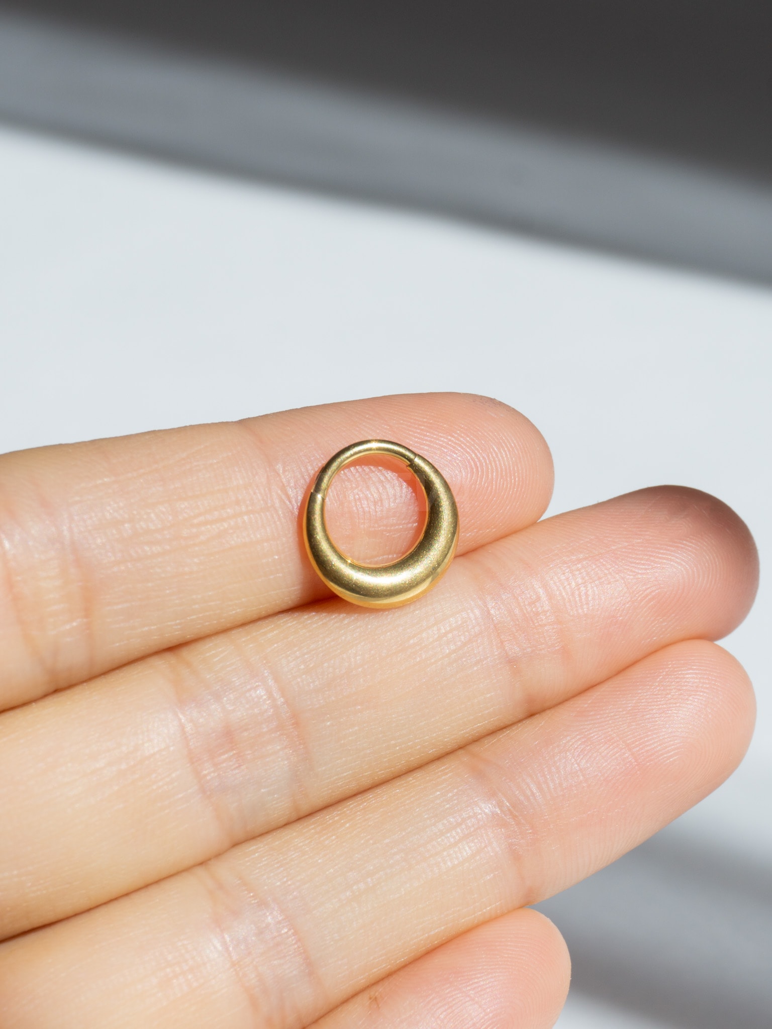 Titanyum | Kalın Gibi Gözüken Ama İnce Kilitli Halka Daith Septum Piercingi