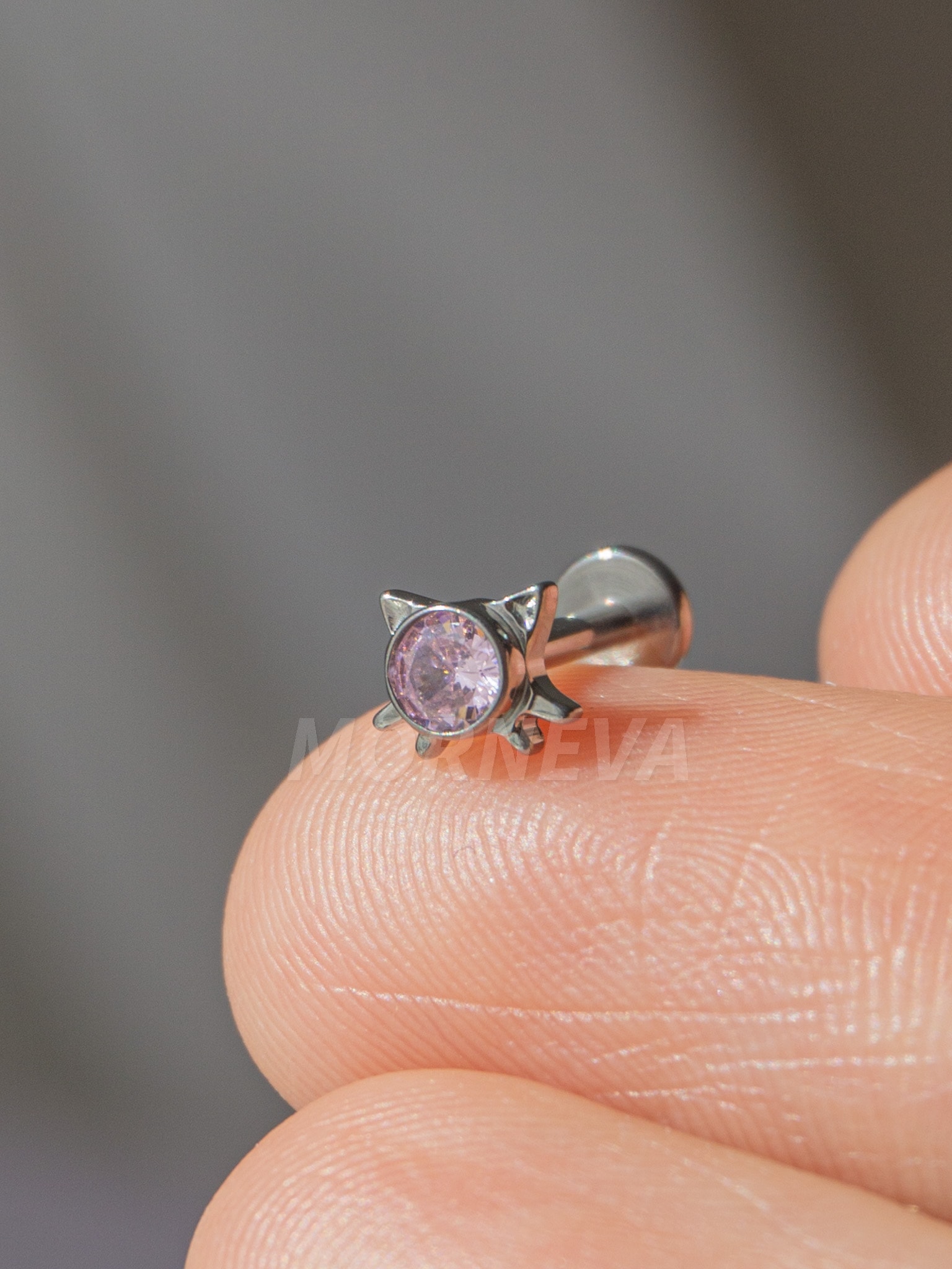 Titanyum Hello Kitty Kedicik Kıkırdak Kulak Conch Helix Tragus Piercingi (1 Adet) - Pembe