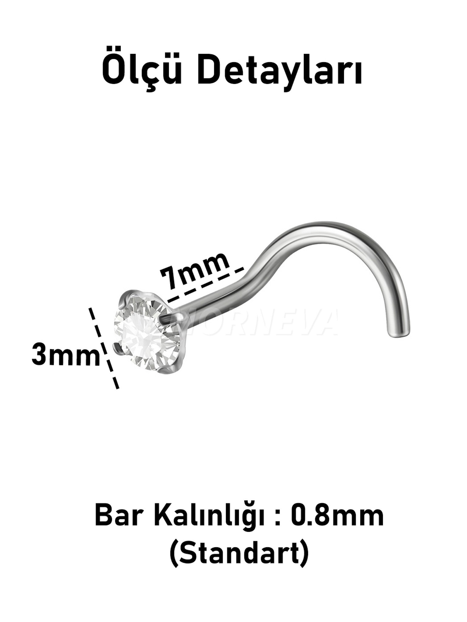 Titanyum | Kristal Kalp,Yıldız,Daire Taşlı Spiral Kancalı Burun Piercingi Hızma Set - Daire