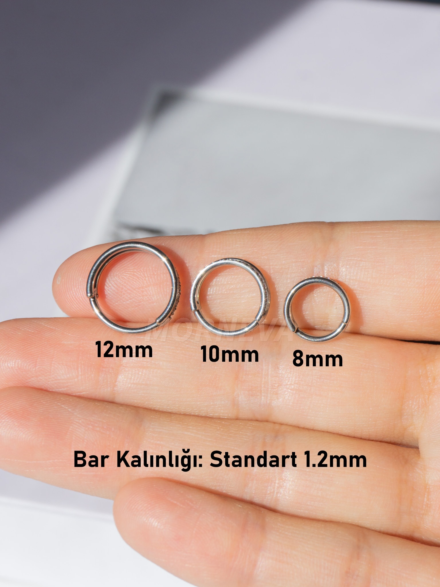 Cerrahi Çelik Tek Delikte İkili Tam Tur Taşlı Ve Taşsız Halka Septum Helix Conch Piercingi (1 Adet)