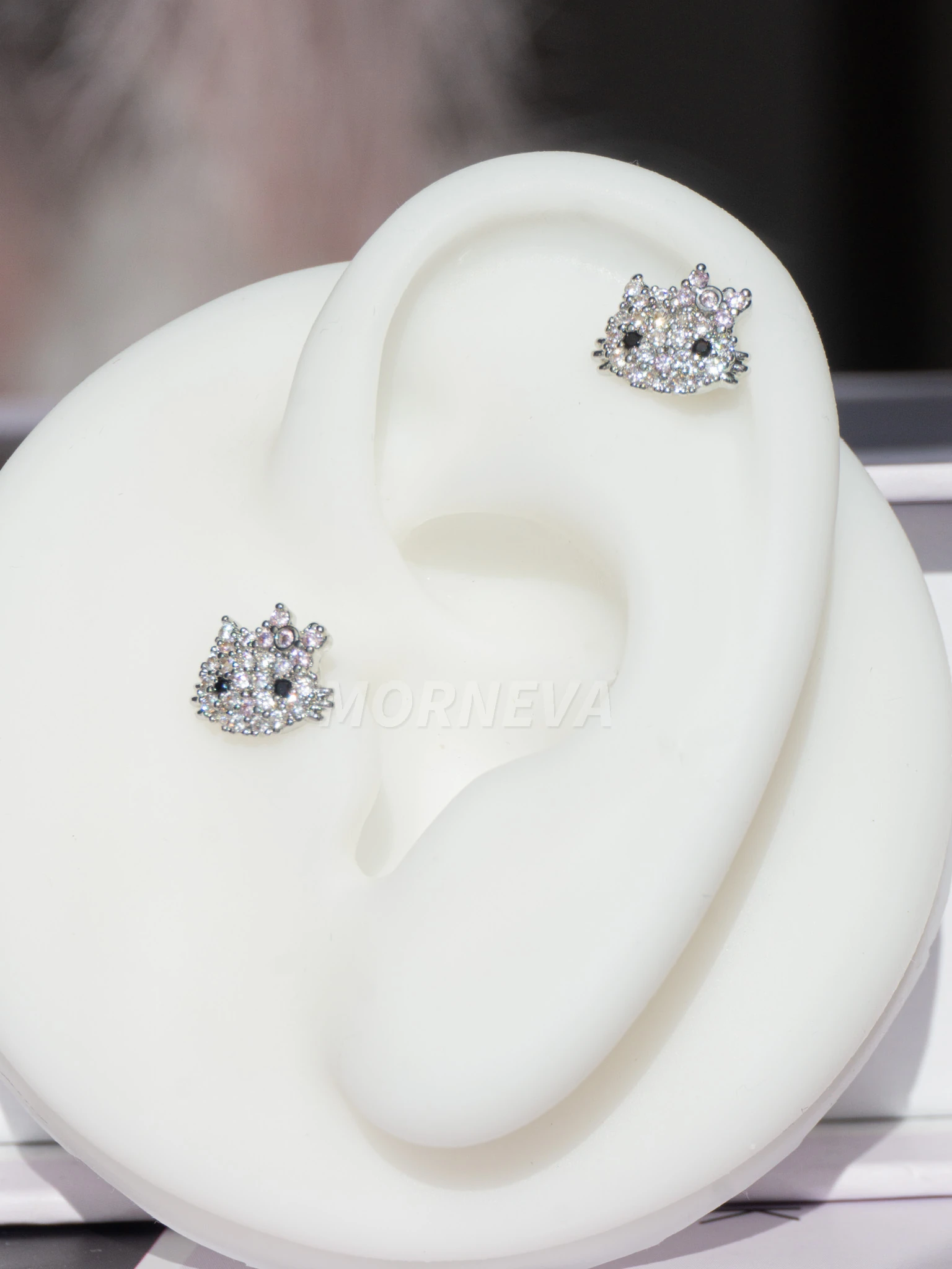 Hello Kitty Kıkırdak Kulak Helix Conch Tragus Piercingi (1 Adet) - Gümüş