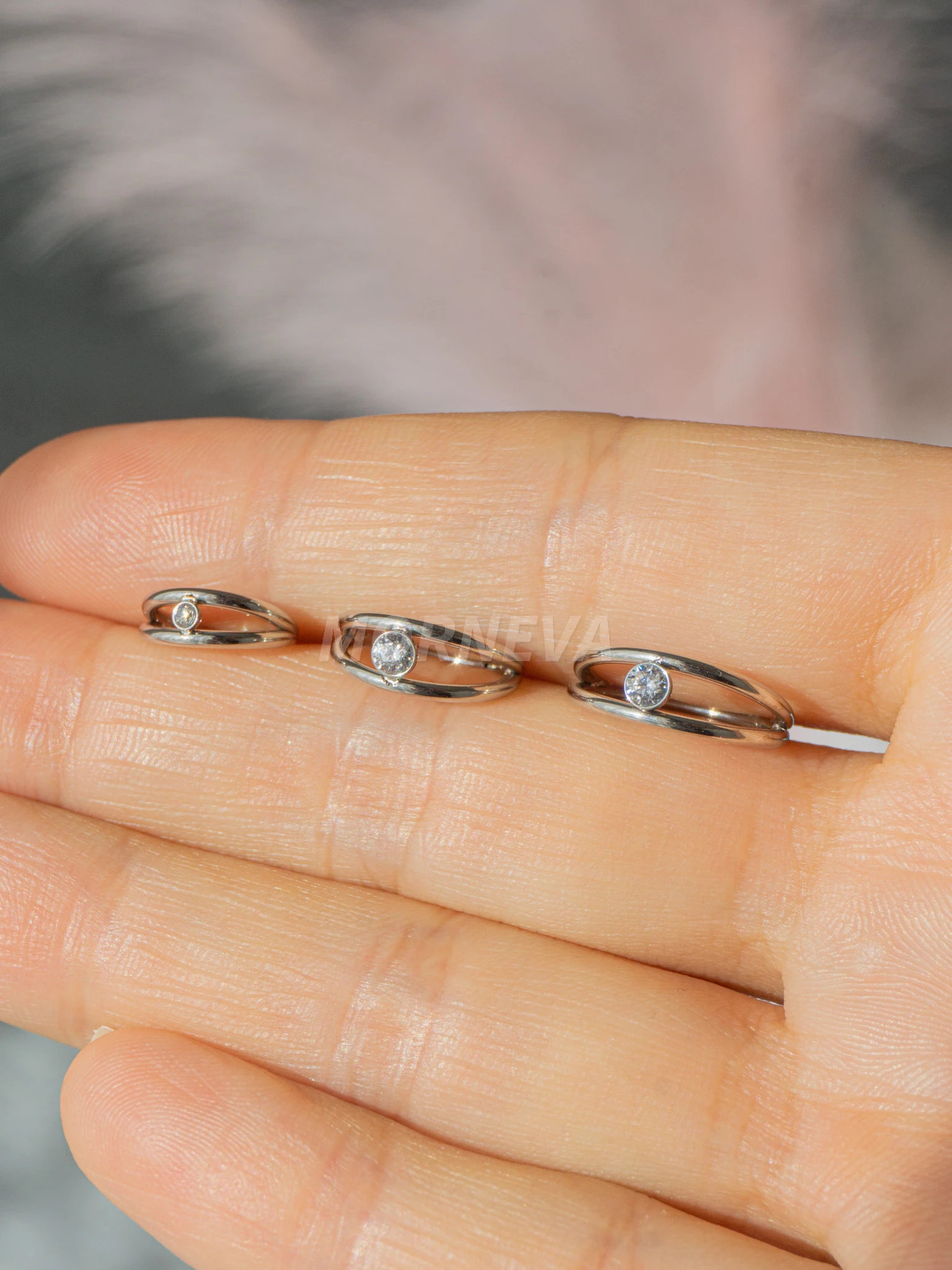 Cerrahi Çelik Tek Delikte İkili Halka Ortası Tek Taş Helix Conch Tragus Piercingi (1 Adet)