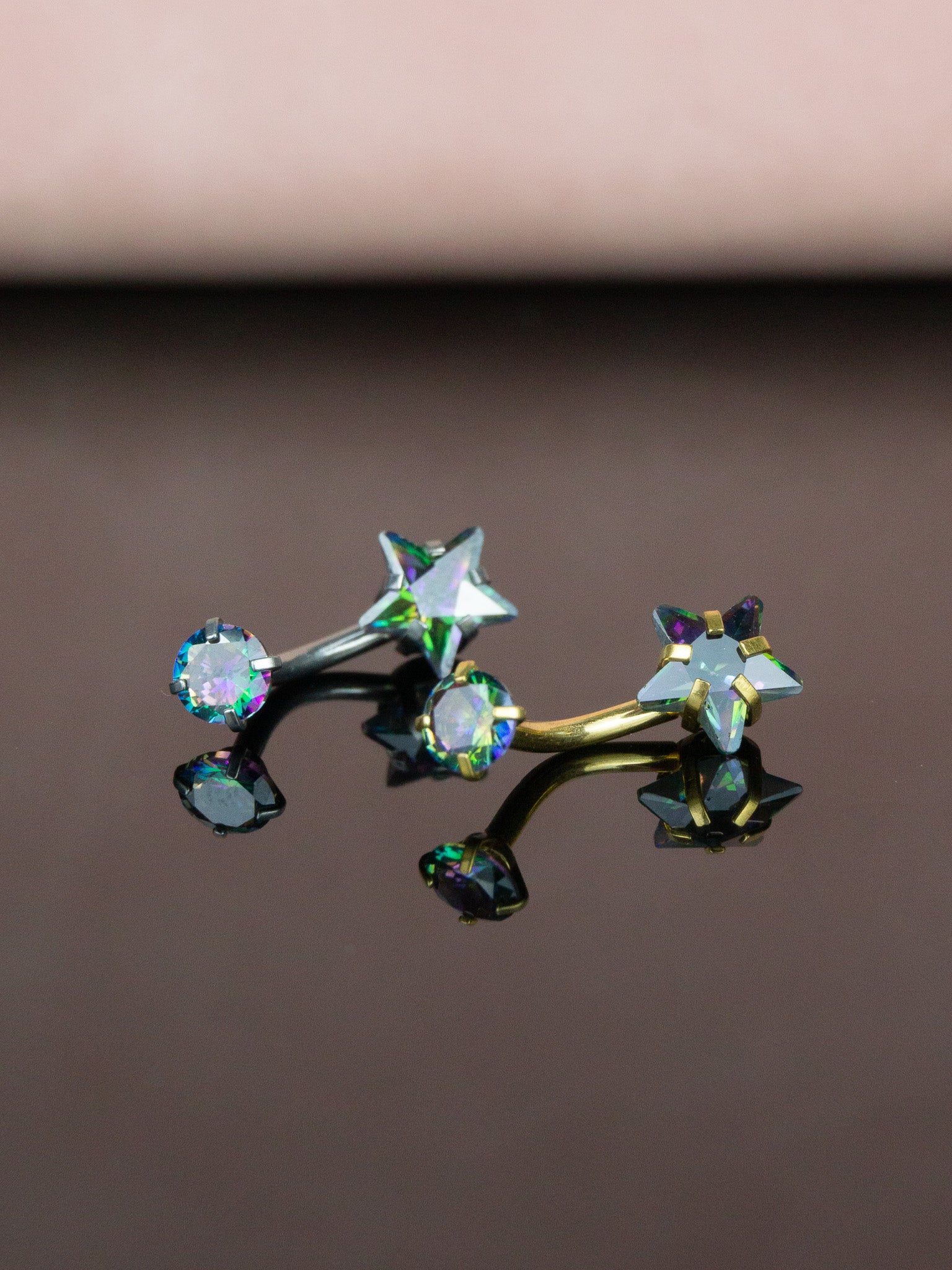 Renkli Yıldız Taş Çelik Göbek Piercing