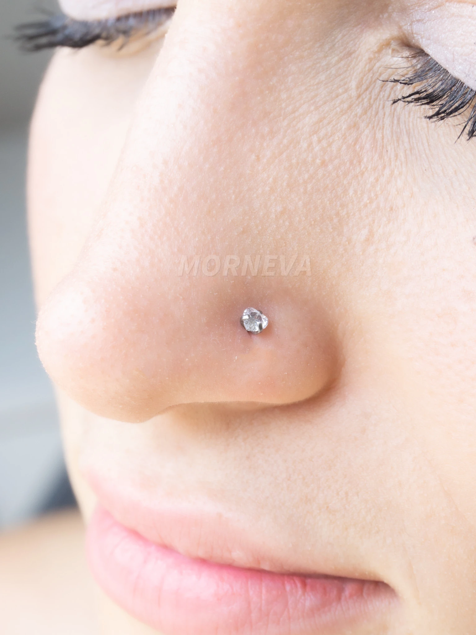 Titanyum | Kalp,Yıldız,Daire Taşlı Spiral Kancalı Burun Piercingi Hızma Set - Kalp