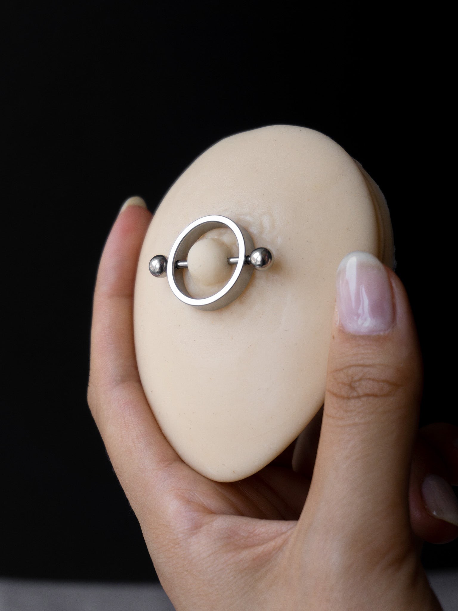 Çelik Daire Meme Ucu Nipple Piercingi 1.6mm Bar