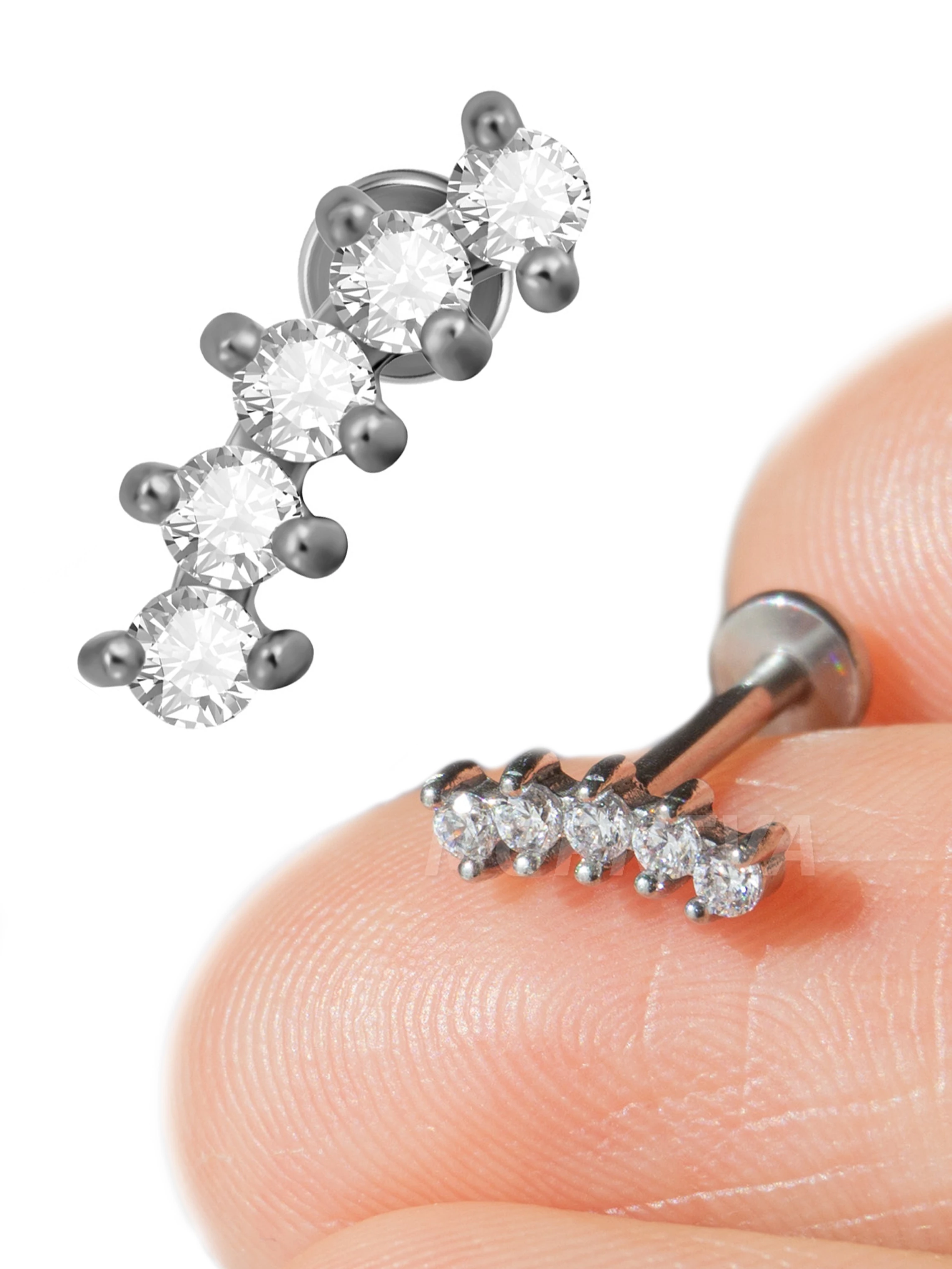 Çelik Minimal Daire Taşlar Kıkırdak Kulak Helix Conch Tragus Piercingi (1 Adet)