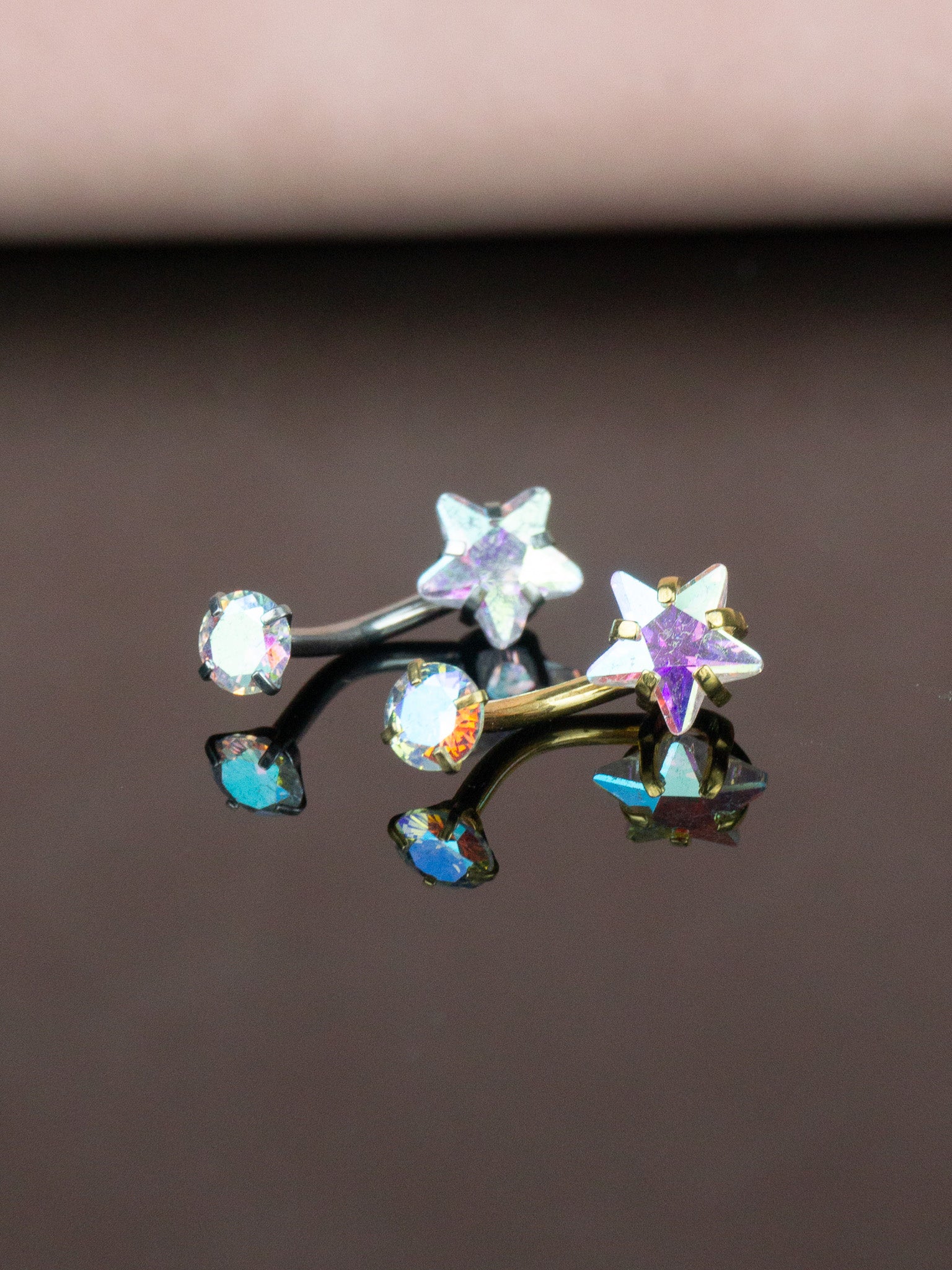 Renkli Yıldız Taş Çelik Göbek Piercing