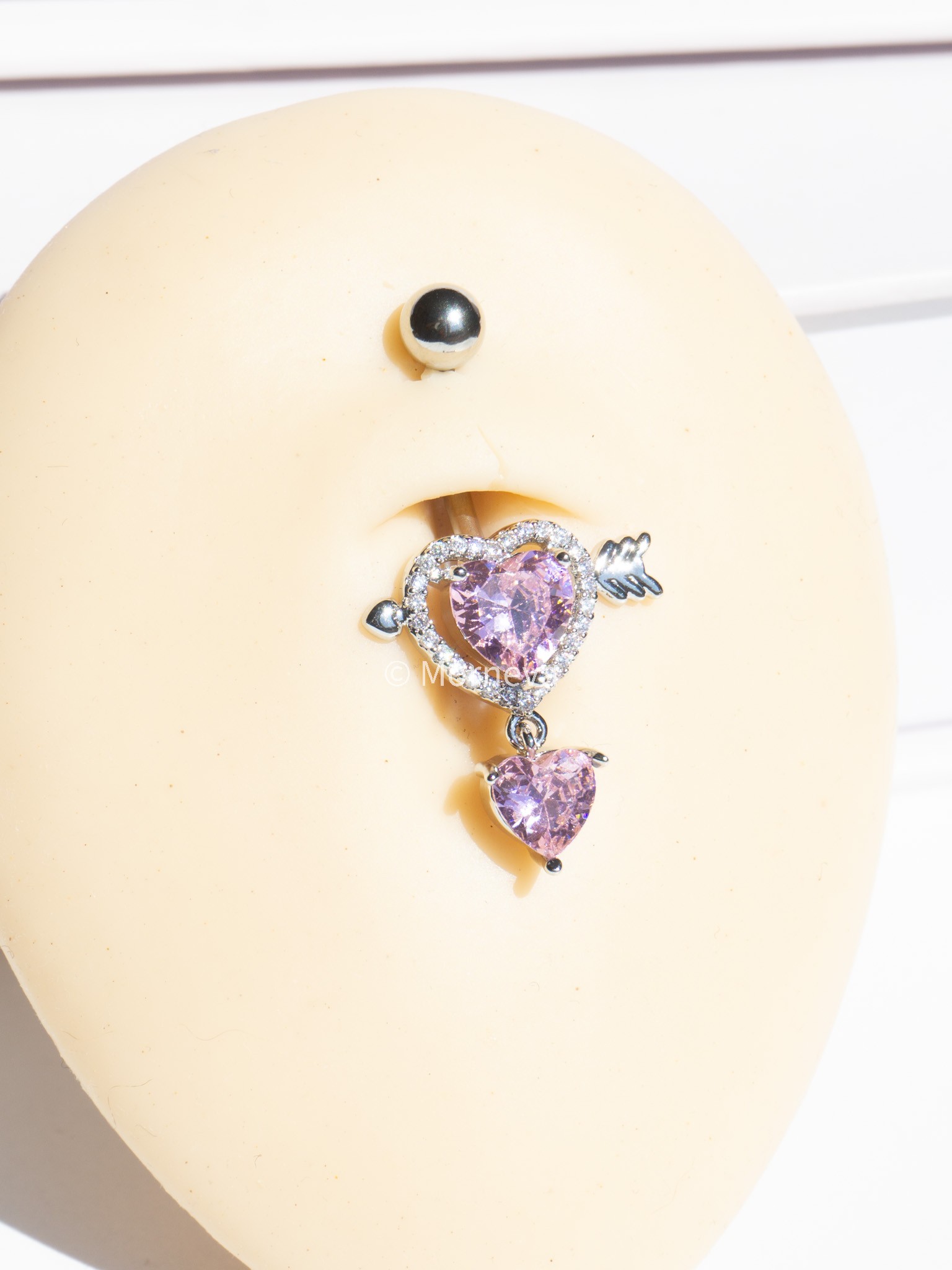 Pembe Kalp Aşk Oku Çelik Göbek Belly Piercingi