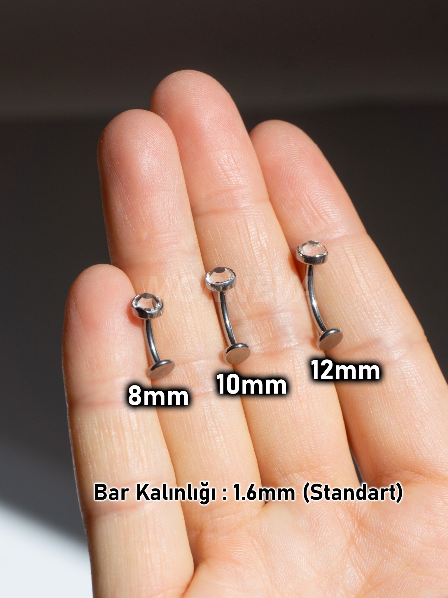 Titanyum Kristal Taş Uçan Göbek Ters Belly Piercingi 