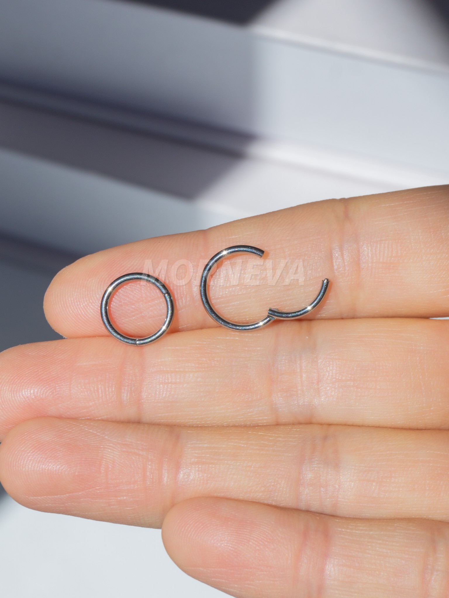 Cerrahi Çelik Klipsli Tam Halka Septum Daith Helix Tragus Smiley Conch Piercingi (1 Adet) - Gümüş