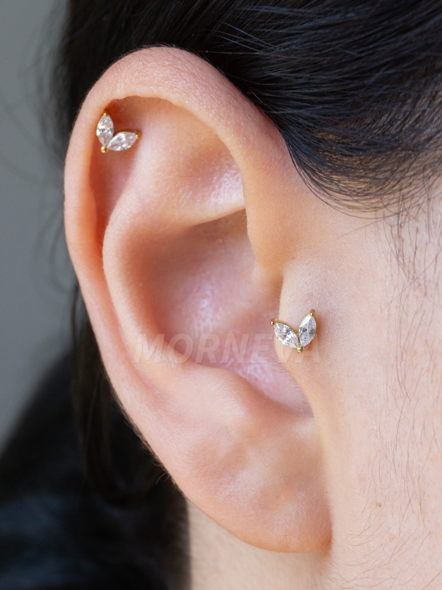 Cerrahi Çelik Badem Taş Kıkırdak Kulak Tragus Helix Conch Piercingi (1 Adet) - Altın