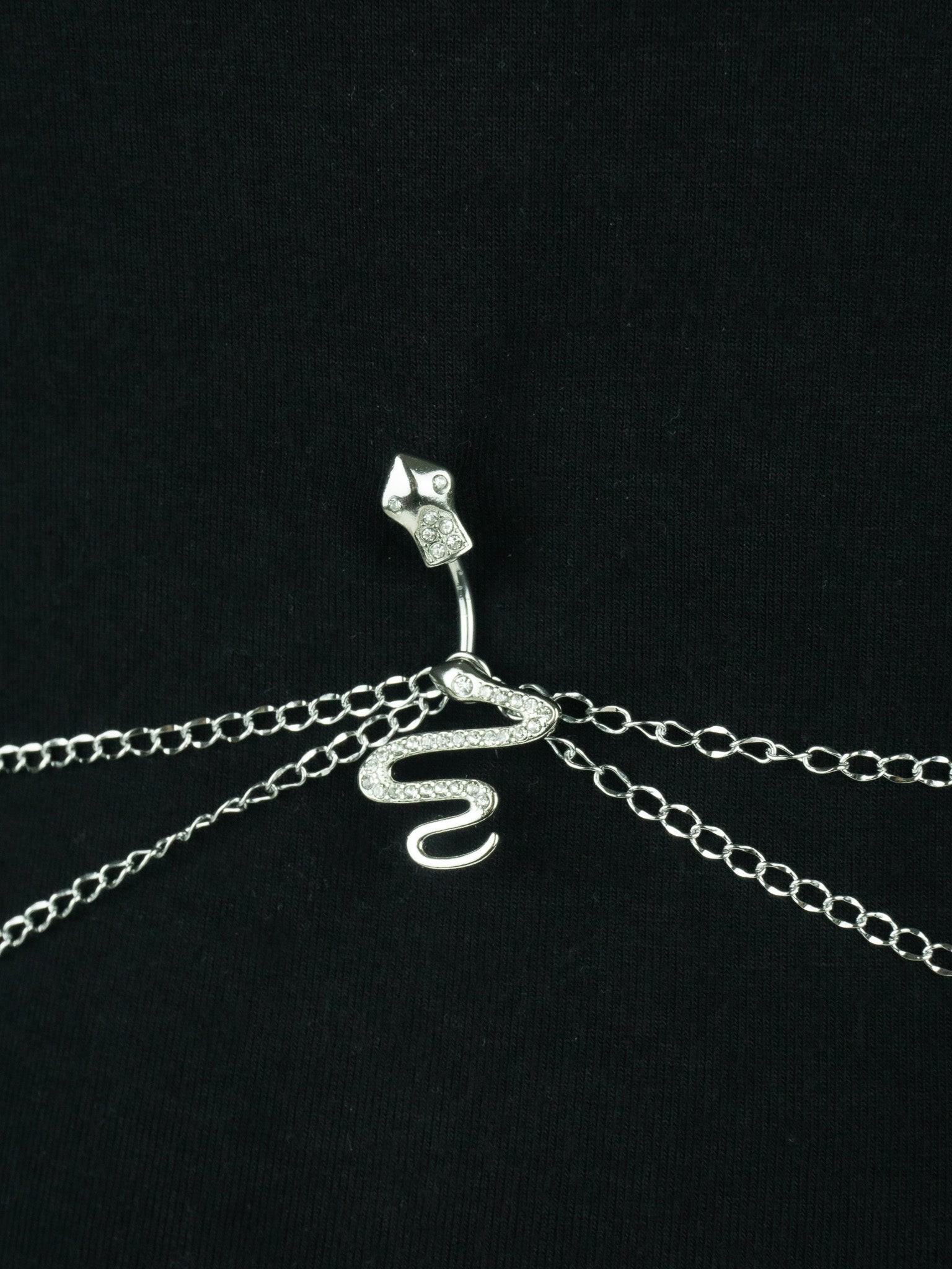 Taşlı Yılan Çelik Göbek Piercing