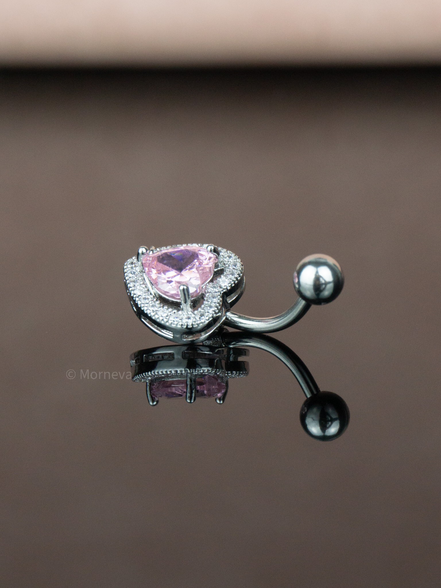 Kalp Pembe Zirkon Çelik Göbek Piercing