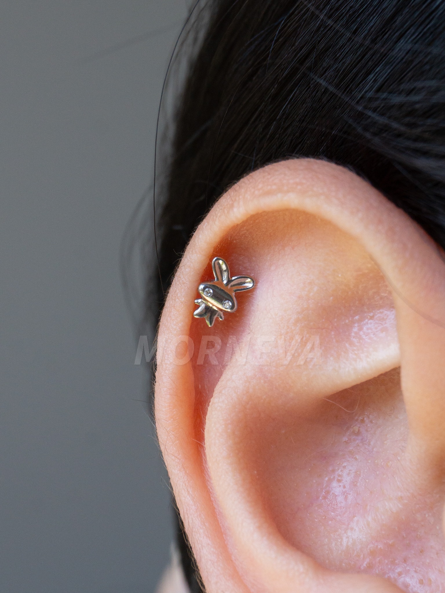 Titanyum Tavşan Kıkırdak Kulak Helix Conch Tragus Piercingi (1 Adet) - Gümüş