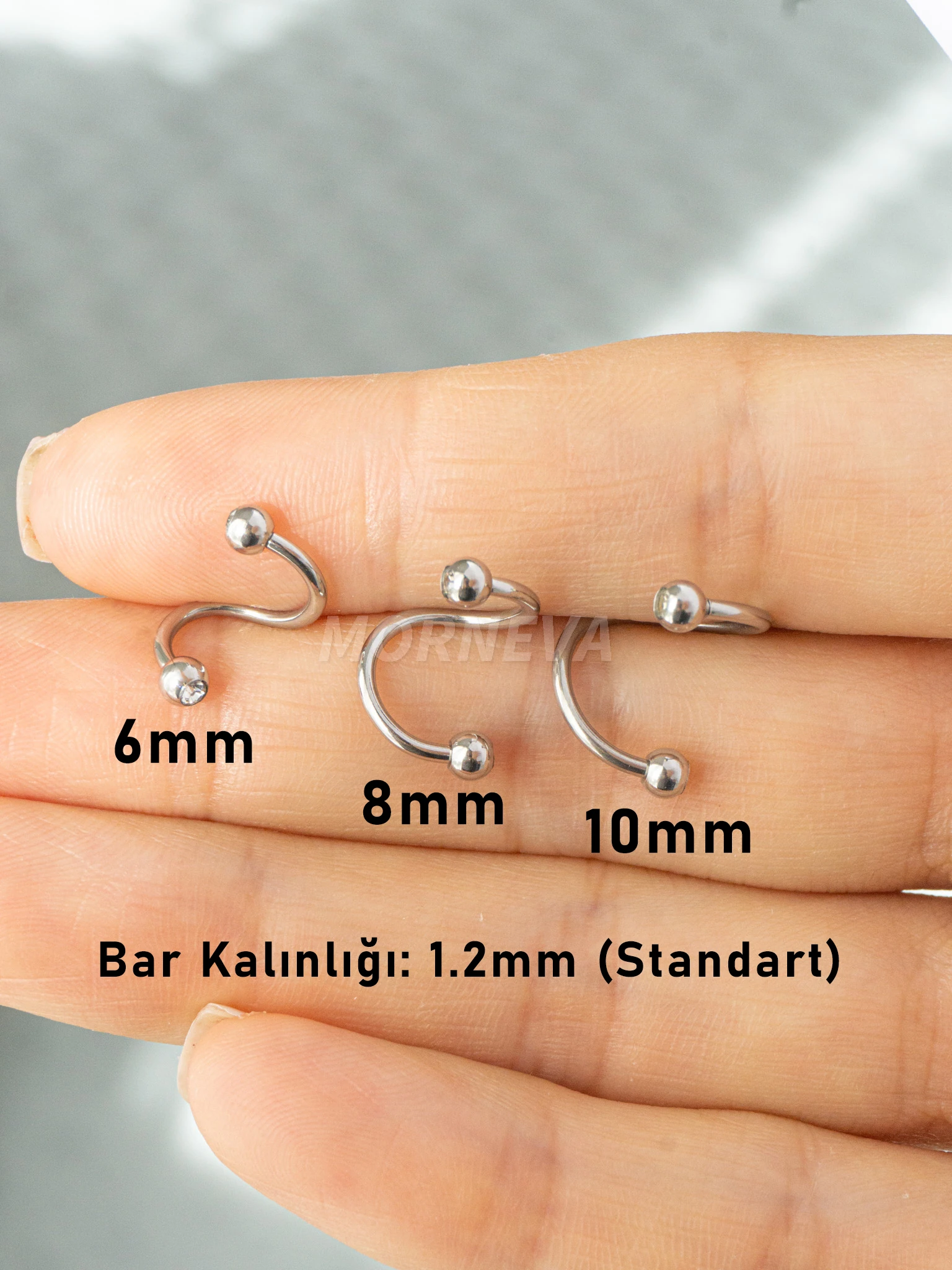 Cerrahi Çelik Taşlı Spiral Kulak Helix Conch Tragus Piercingi (1 Adet)