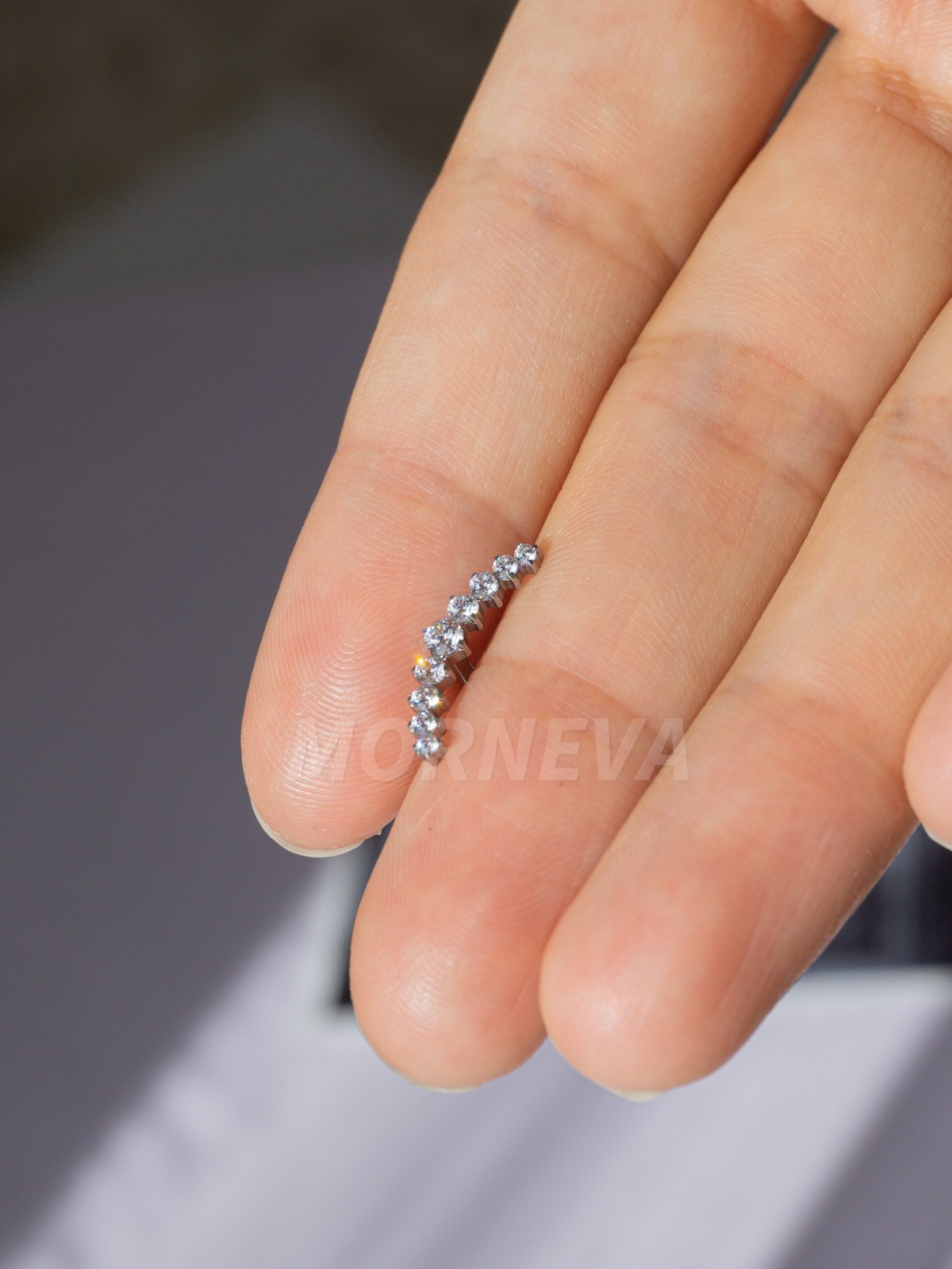 Titanyum Çoklu Daire Taşlı Kıkırdak Kulak Helix Conch Piercingi (1 Adet) - Gümüş
