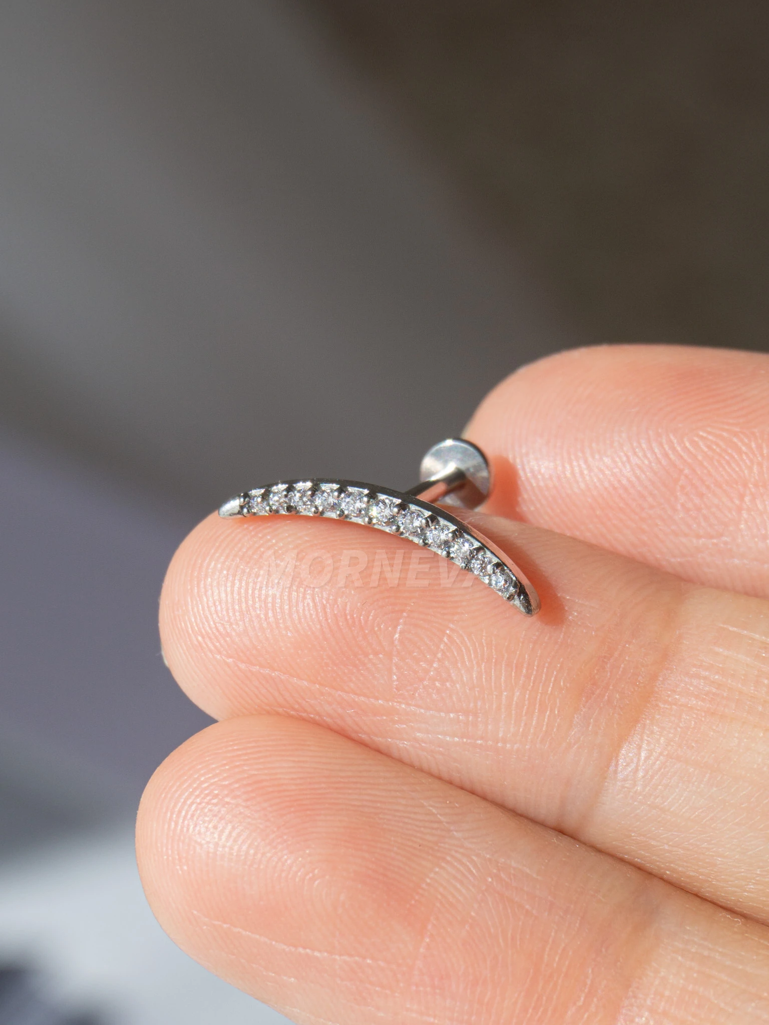 Çelik Uzun Yarım Ay Conch Helix Piercingi (1 Adet) - Gümüş