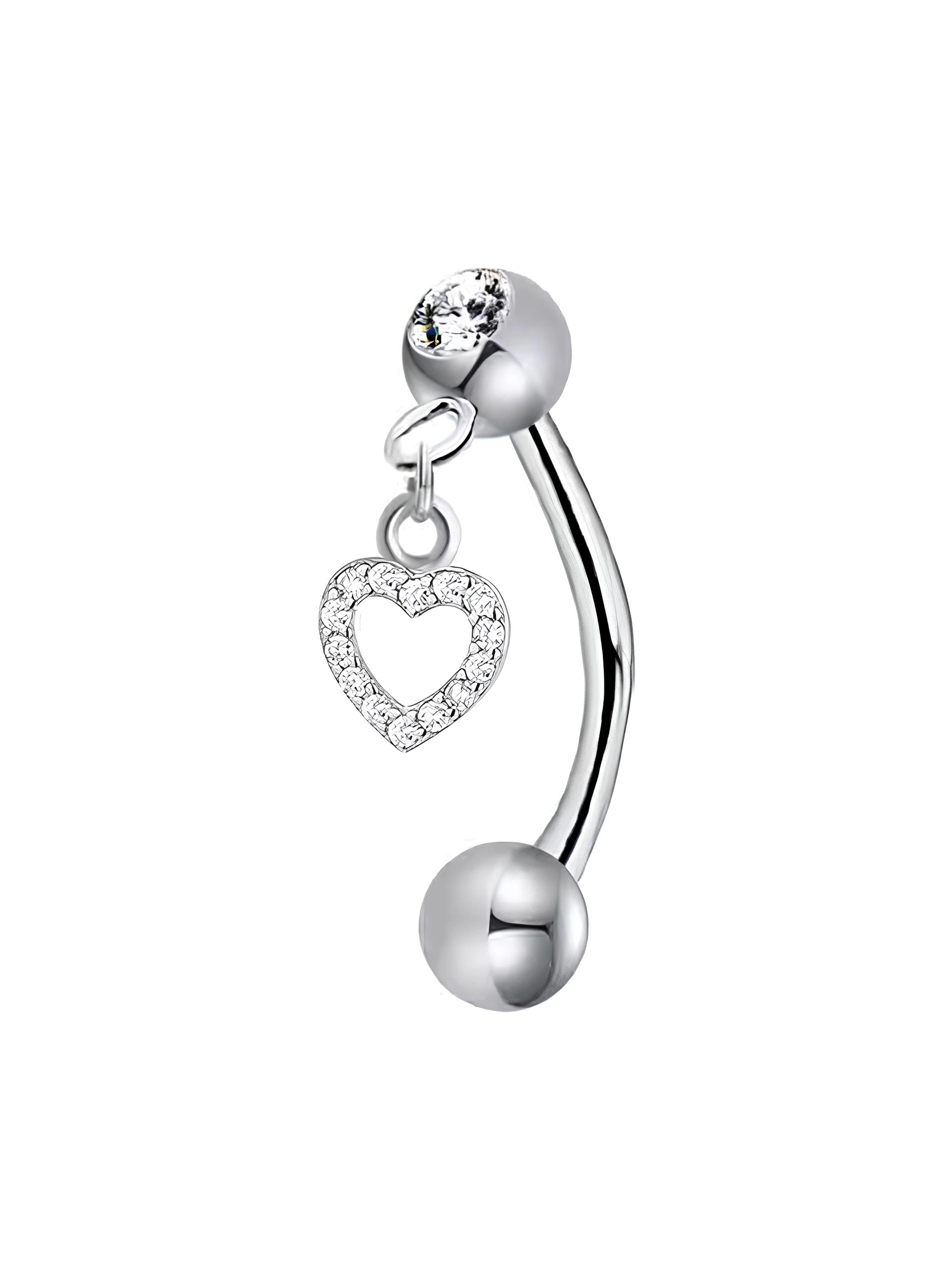 Sallantılı Çelik Rook Piercingi 8mm (1 Adet) - Kalp