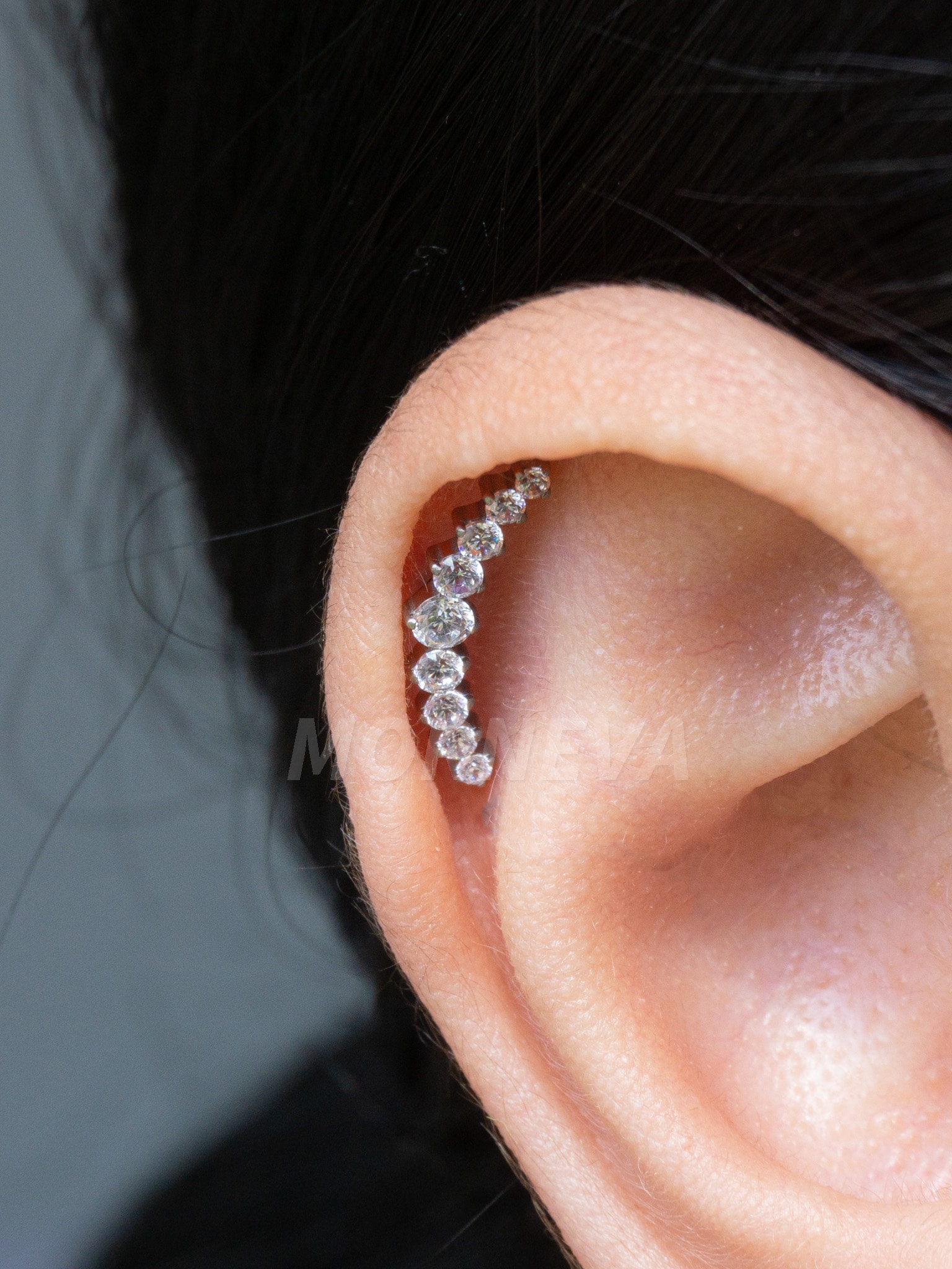 Titanyum Çoklu Daire Taşlı Kıkırdak Kulak Helix Conch Piercingi (1 Adet) - Gümüş