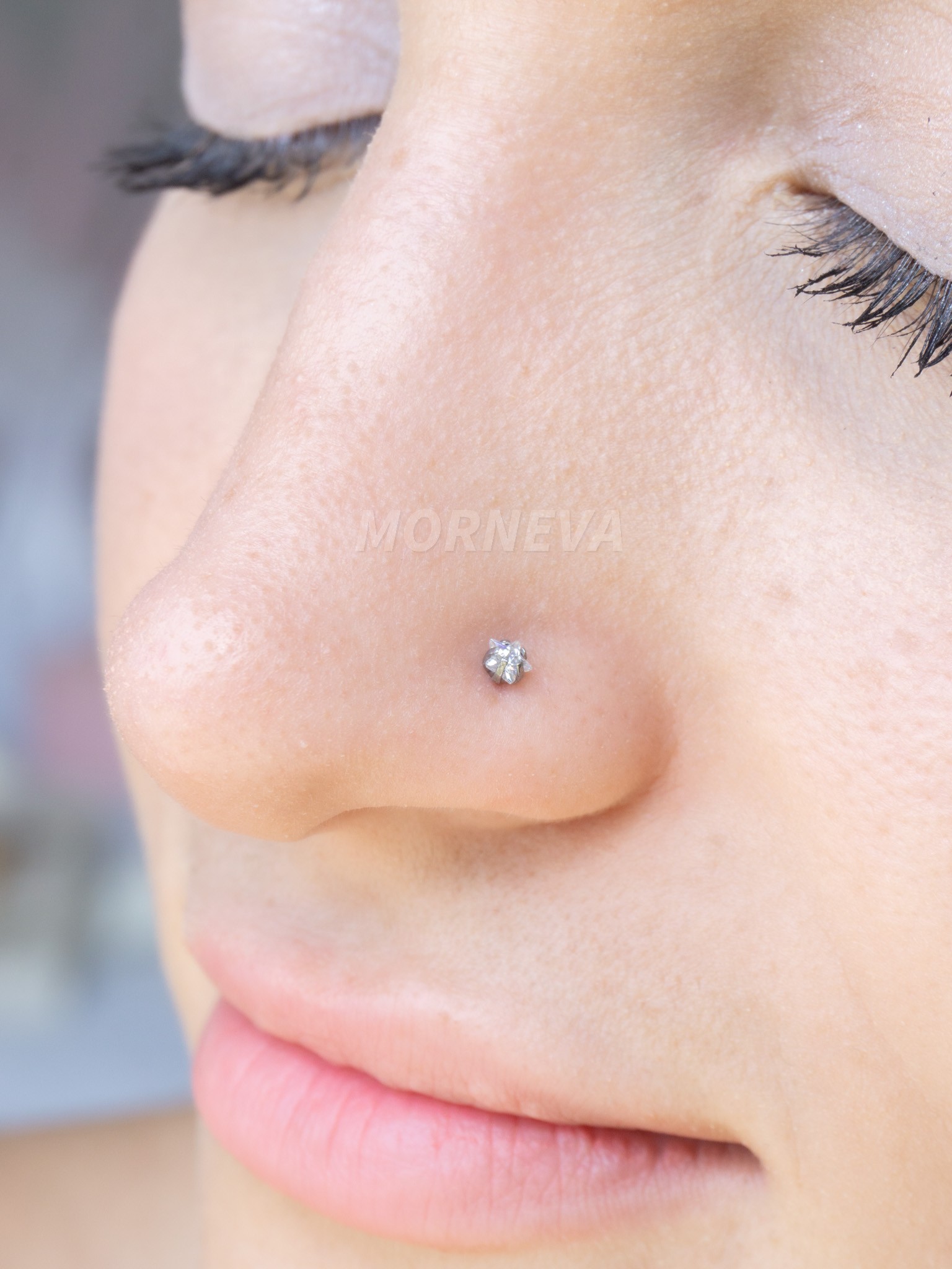 Titanyum | Kristal Kalp,Yıldız,Daire Taşlı Spiral Kancalı Burun Piercingi Hızma Set - Yıldız