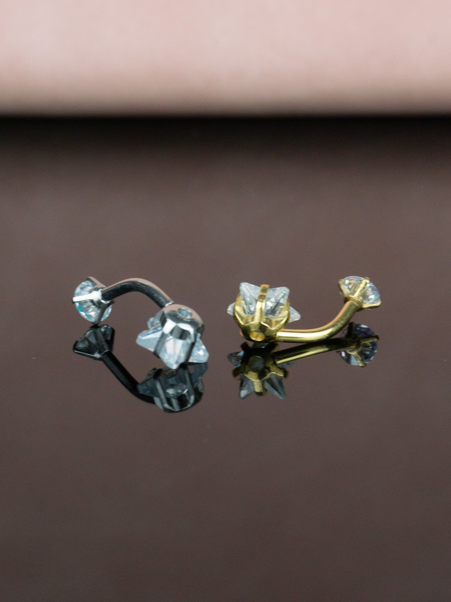 Renkli Yıldız Taş Çelik Göbek Piercing