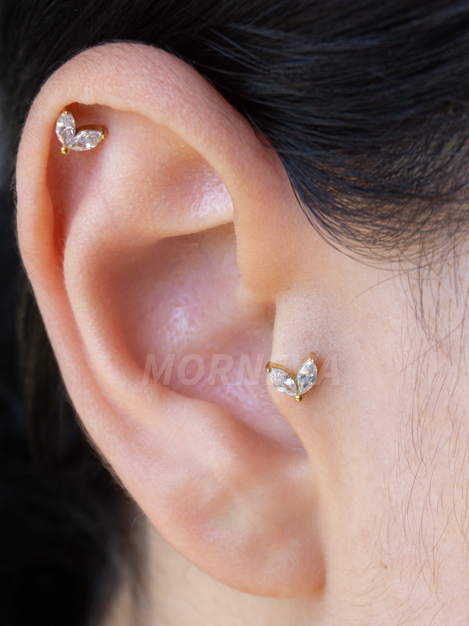 Cerrahi Çelik Badem Taş Kıkırdak Kulak Tragus Helix Conch Piercingi (1 Adet) - Altın